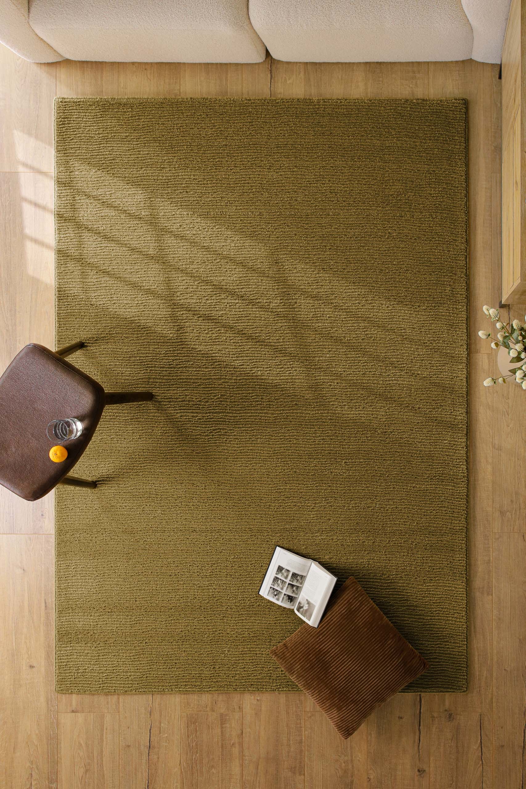 Teppich WECON HOME "Castello ONE", blass grün, B:160cm H:7mm L:230cm, Schurwolle, Teppiche, Teppich, Schurwolle, Kurzflor mit Hoch-Tief-Effekt, Wohnzimmer, Streifenmuster
