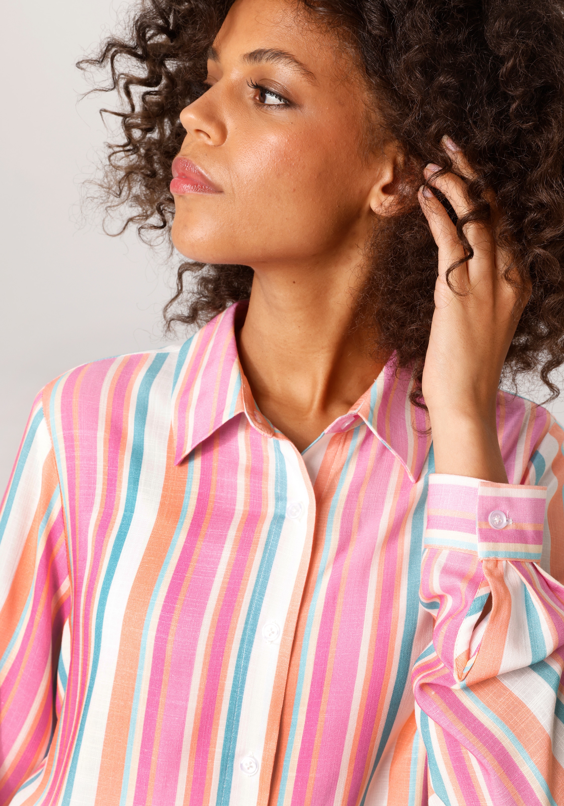 Aniston CASUAL Hemdbluse im pastellfarbenen Streifen-Dessin - NEUE KOLLEKTION