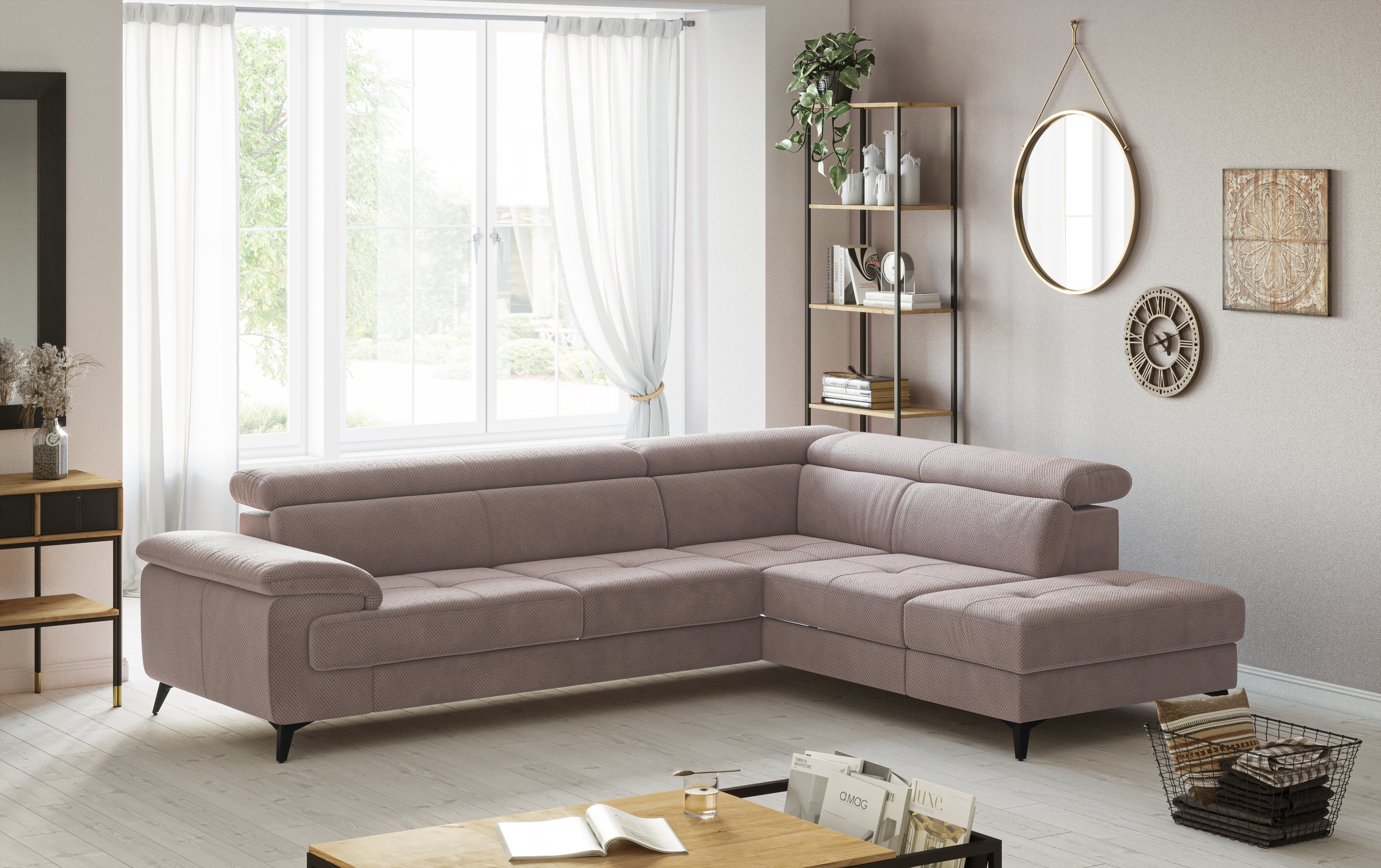 OTTO home Ecksofa "Astra L-Form, B: 286 cm" mit Kopfteilverstellung, optional Schlaffunktion & Bettkasten