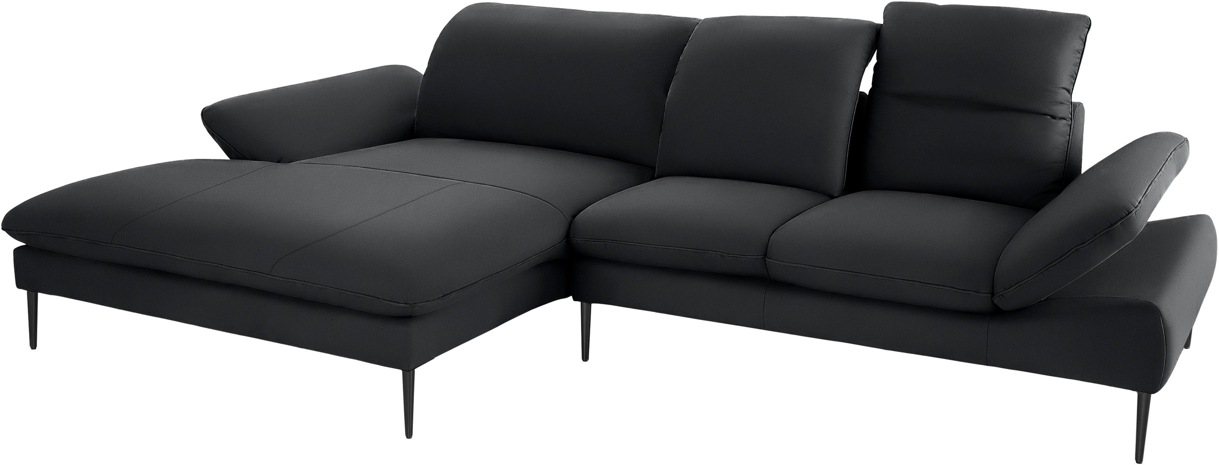 W.SCHILLIG Ecksofa »enjoy&MORE, Designsofa, elegant und bequem, L-Form«, Sitztiefenverstellung, Füße schwarz pulverbeschichtet, Breite 310 cm