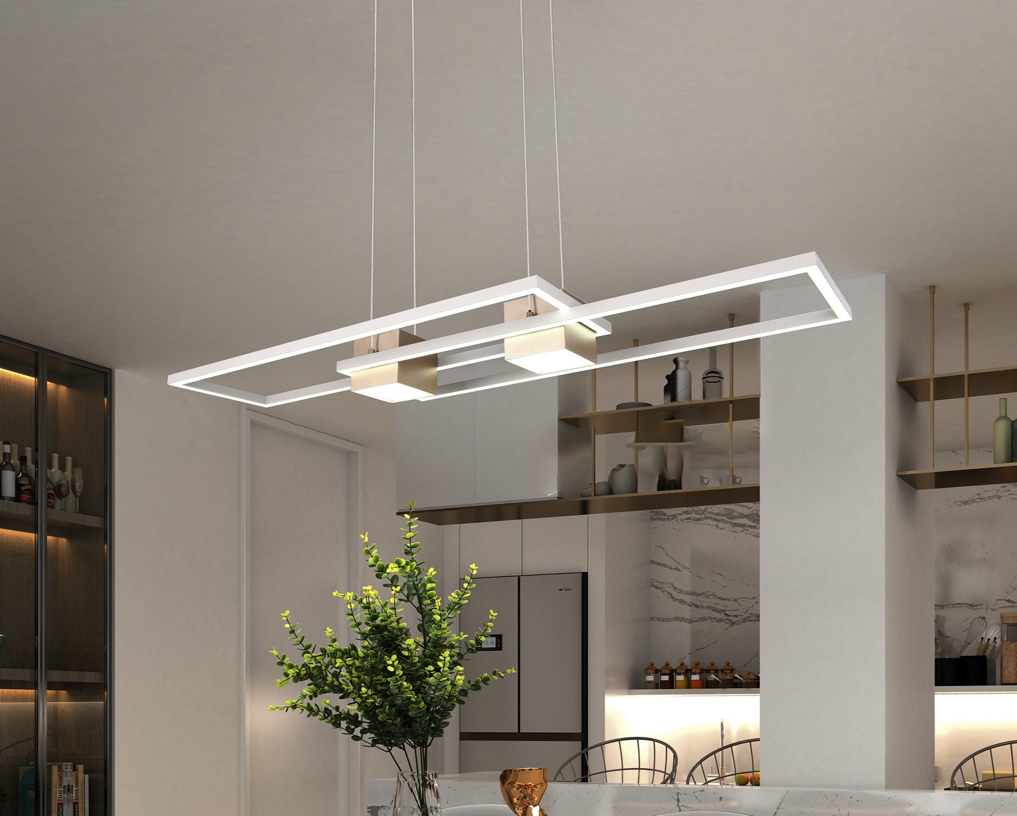 TRIO Leuchten LED Pendelleuchte »ALBANY, LED Hängelampe Wohnzimmer mit Fernbedienung, dimmbar, CCT«, 1 flammig, Leuchtmittel LED-Board | LED fest integriert, Lichtfarbe einstellbar, Memoryfunktion, Nachtlicht, up-and-down Licht