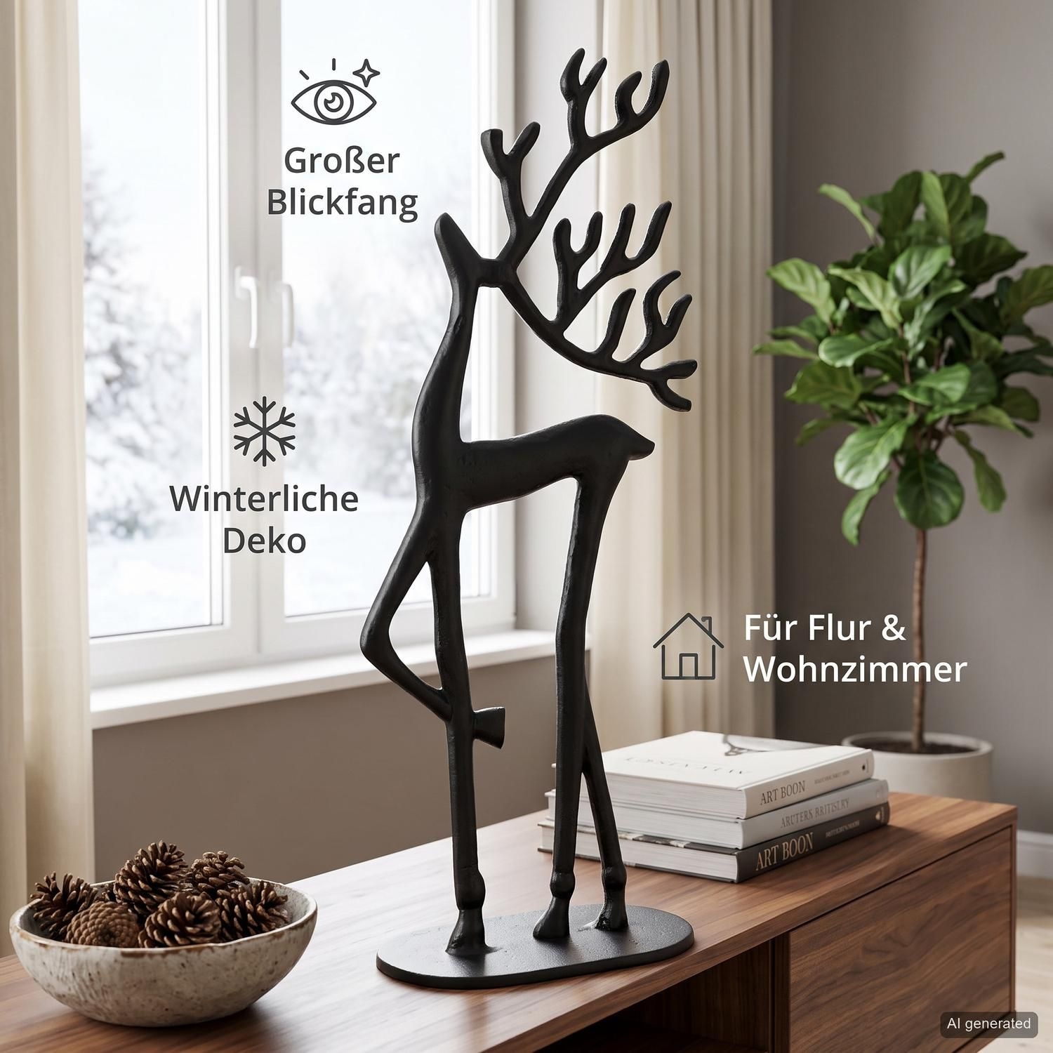 Casablanca by Gilde Tierfigur »Figur Rentier Nordy schwarz H. 52 cm«