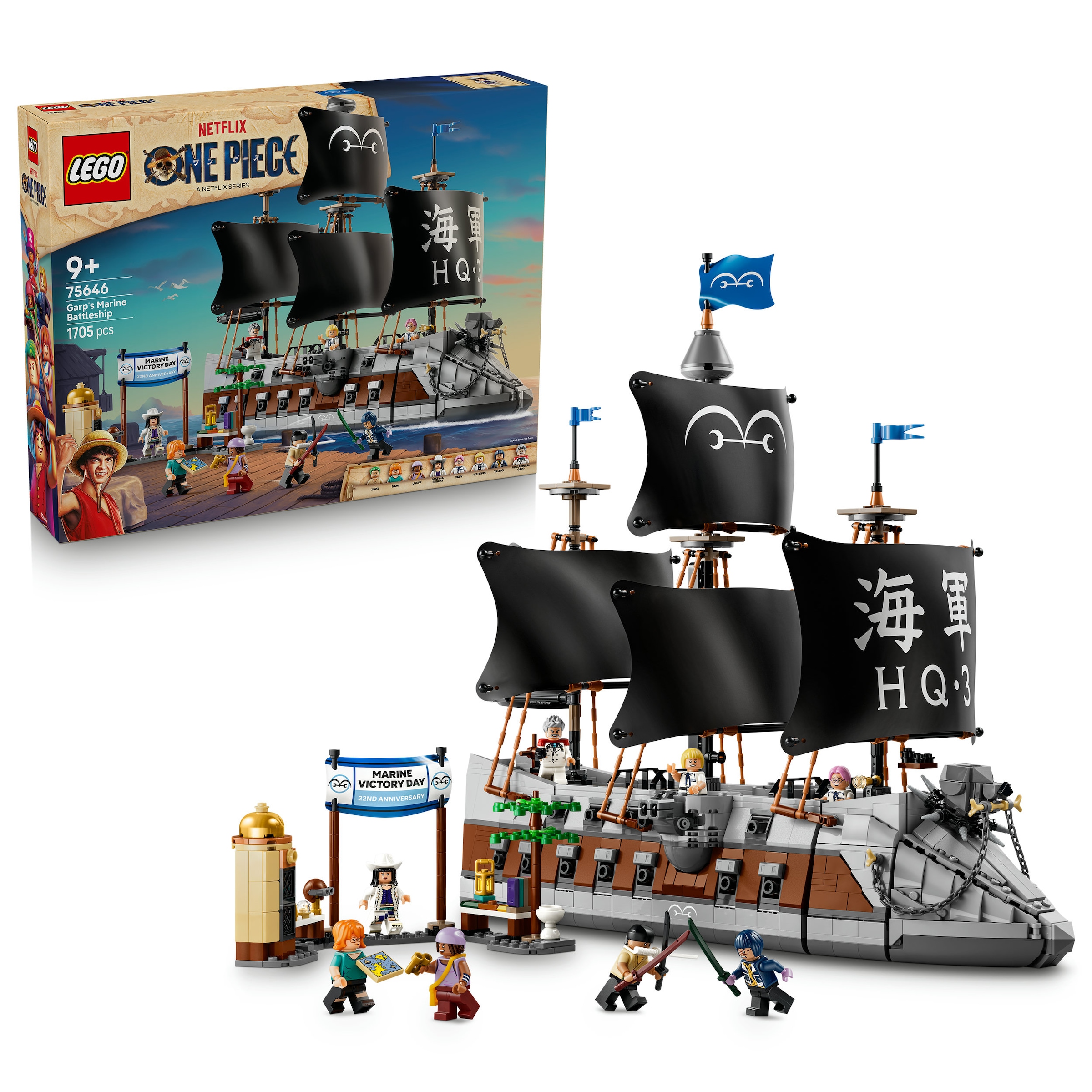 "Konstruktionsspielsteine LEGO ""Garps Marineschlachtschiff (75646), LEGO ONE PIECE"", schwarz (bunt), Spielbausteine, Kinder, Kunststoff, Made in