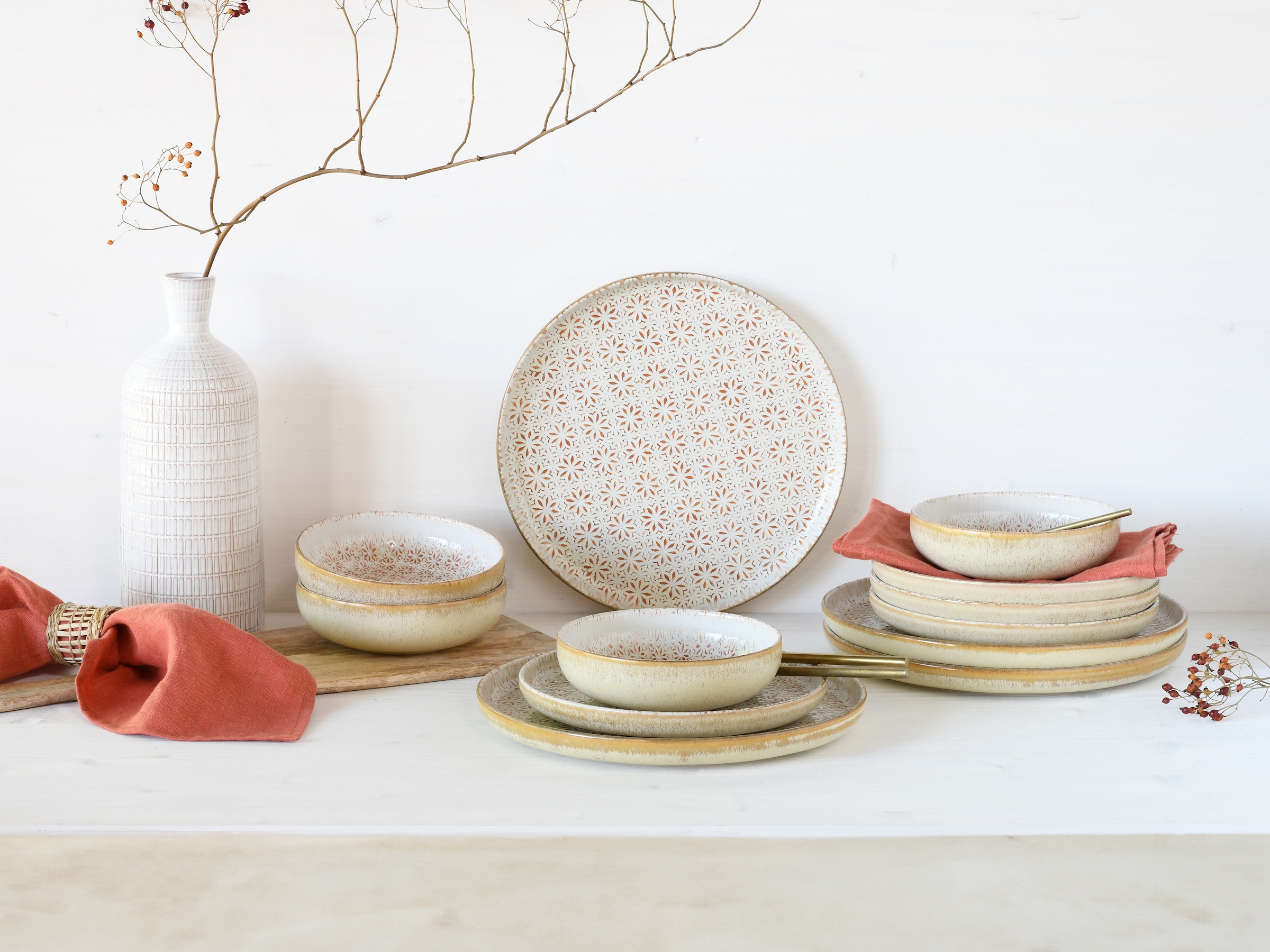 CreaTable Teller-Set »Uno Emiliana, Tellerset 12-tlg«, (Set, 12 tlg.), Shabby Look, Vintage Style