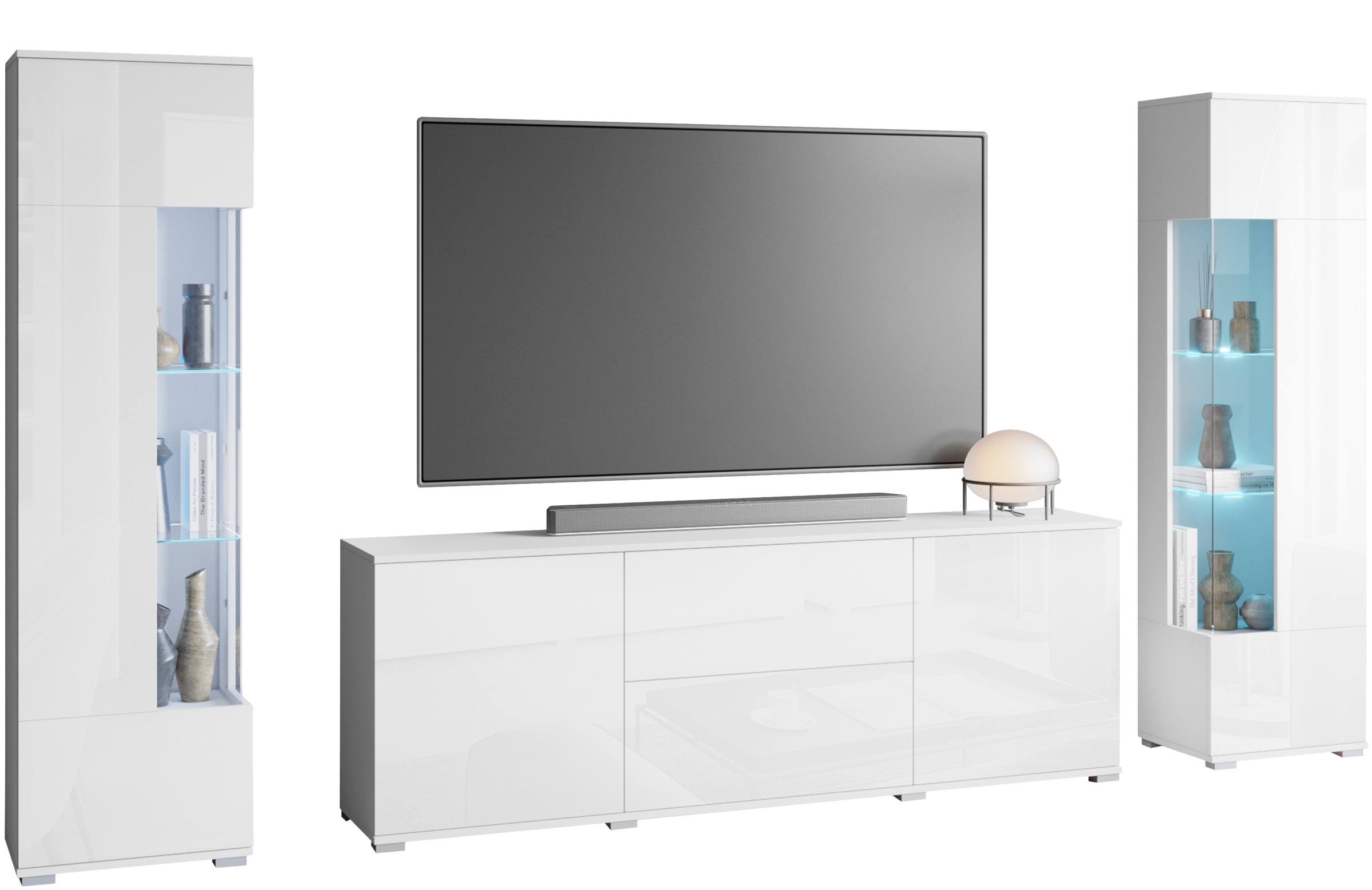 INOSIGN Wohnwand "KENIA", (Komplett-Set, 3 St.), Vitrinen mit Eckverglasung günstig online kaufen