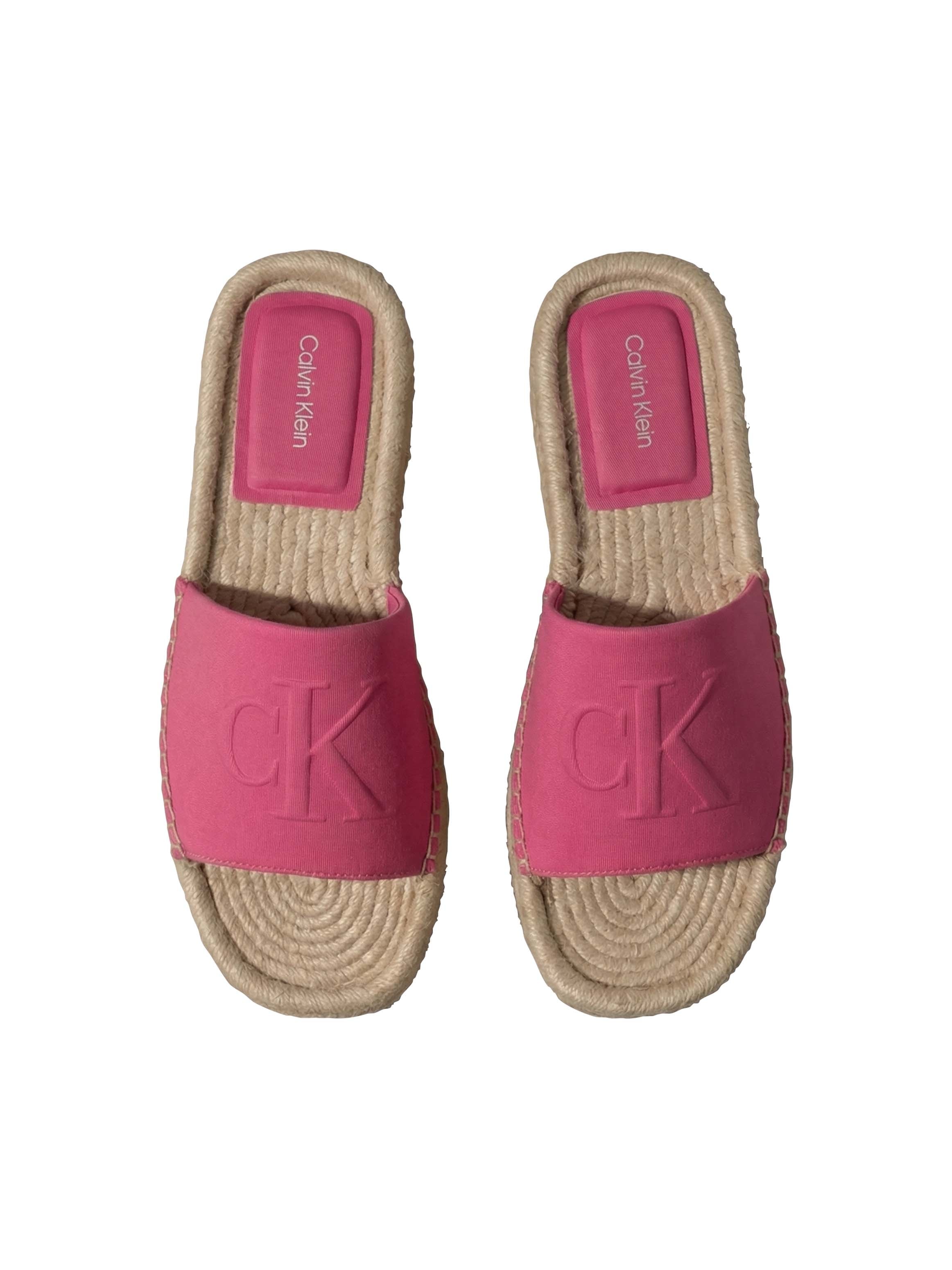 Calvin Klein Pantolette »FLATF ESPA NEOP MG«  Sommerschuh, Strandschuh mit Plateau, schmale Form