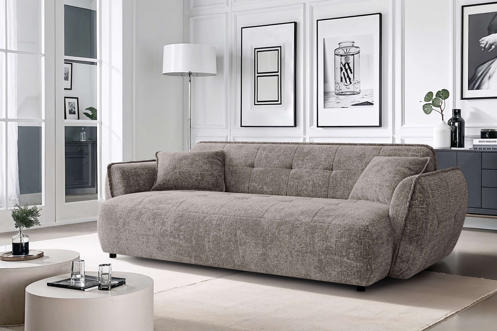 Home affaire Big-Sofa »MIRELDA Design-Sofa mit Steppungen, hoher Sitzkomfort, Breite 251 cm« elegant und bequem, enthält 2 Zierkissen, belastbar bis 480kg