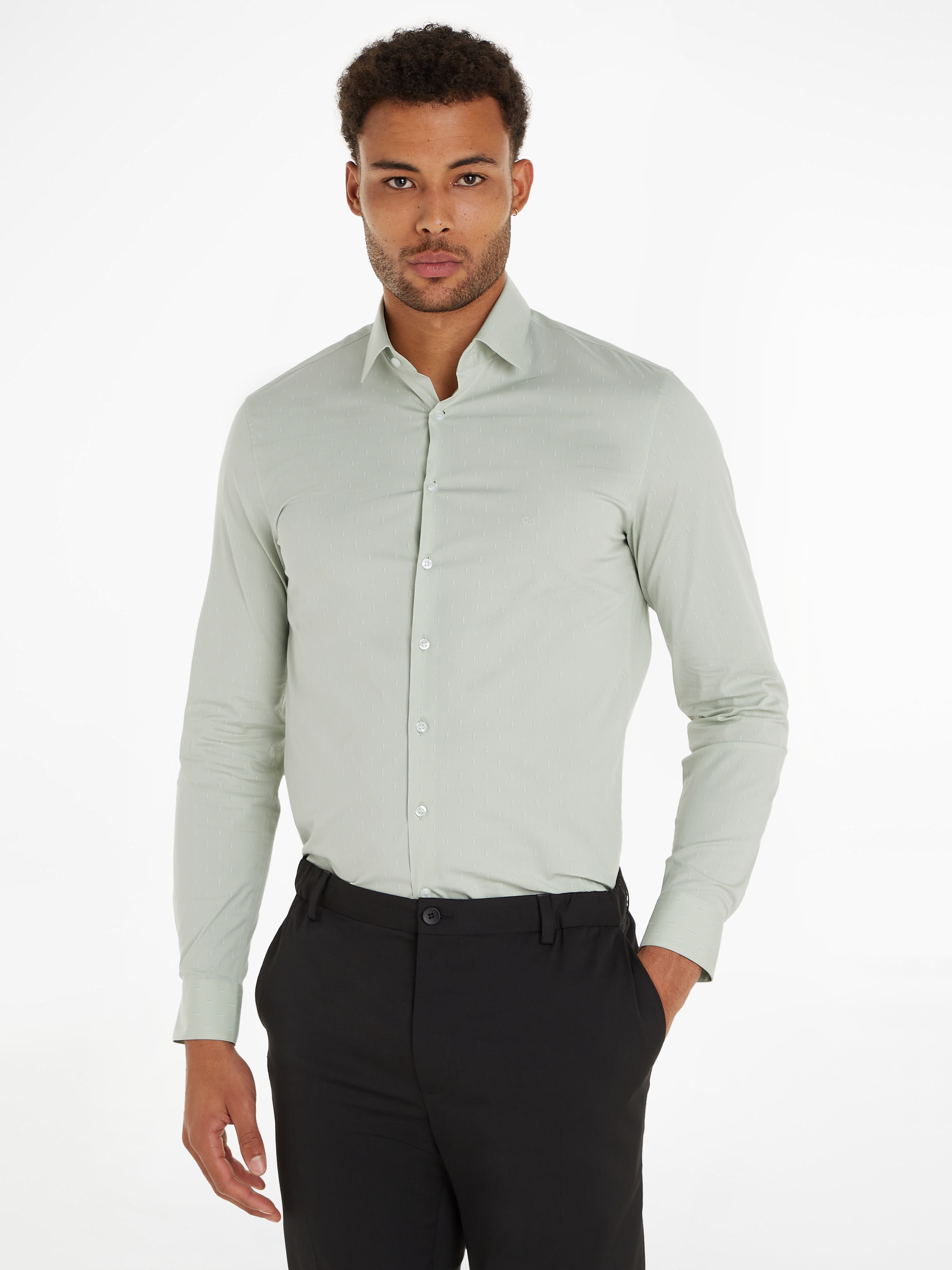 Calvin Klein Langarmhemd "POPLIN LEAF PRINT SLIM SHIRT" günstig online kaufen