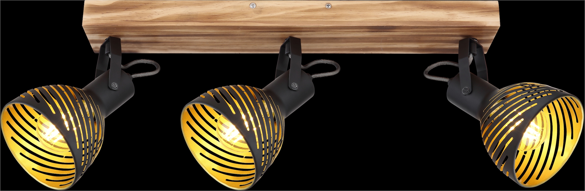 GLOBO LIGHTING Deckenstrahler »LENNA«, Leuchtmittel E27 | ohne Leuchtmittel, Deckenspot/Holz/goldfarben/Dekorschlitze/Flur