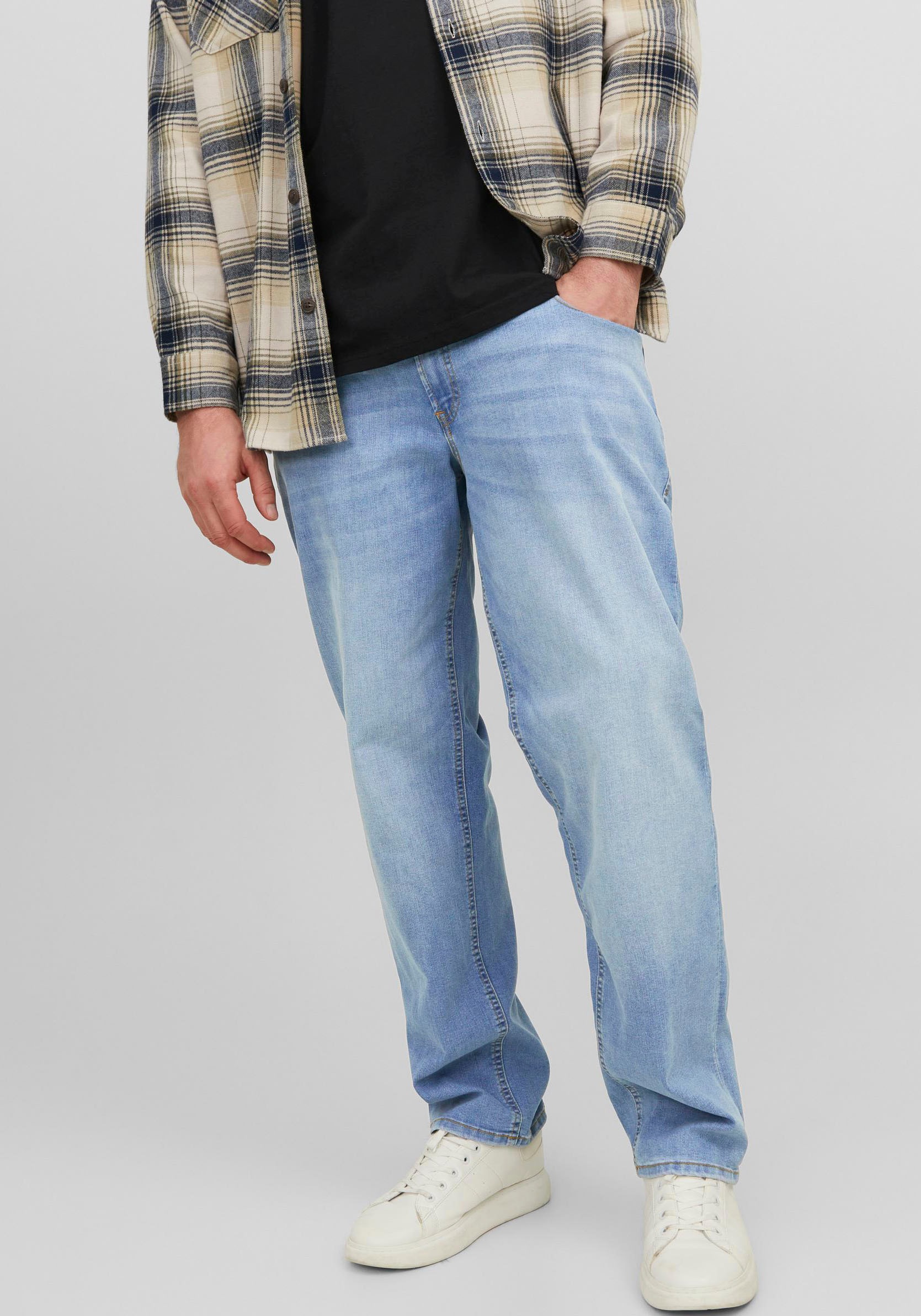 Jack & Jones PlusSize Tapered-fit-Jeans "JJIMIKE mit Abriebeffekten und fun günstig online kaufen