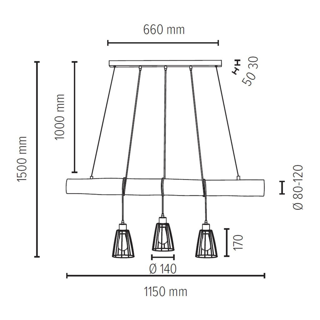 SPOT Light Pendelleuchte »TRABO«, 3 flammig-flammig