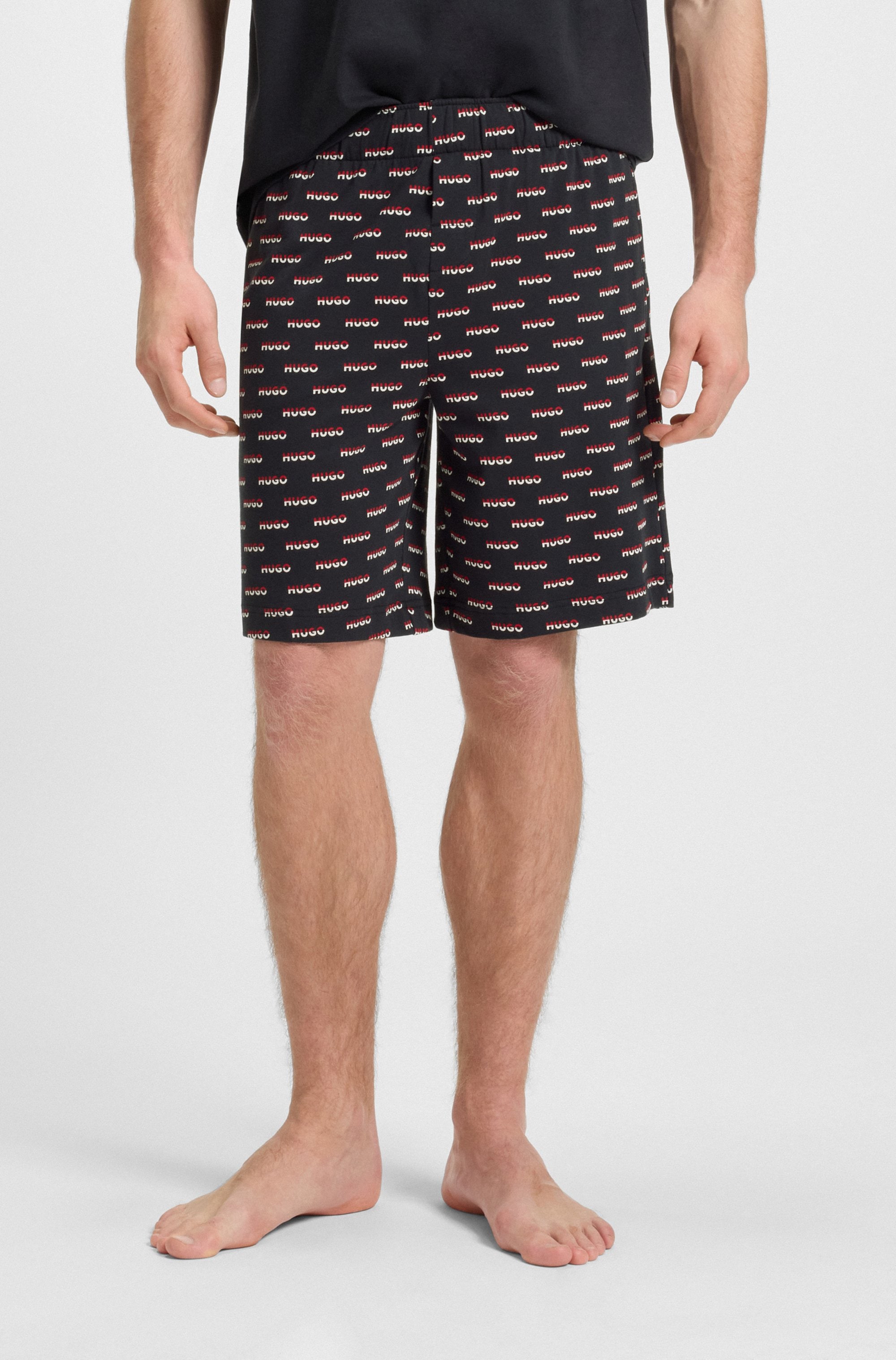 HUGO Underwear Pyjamashorts "SPLIT LOGO", zweifarbige Logos allover, elasti günstig online kaufen