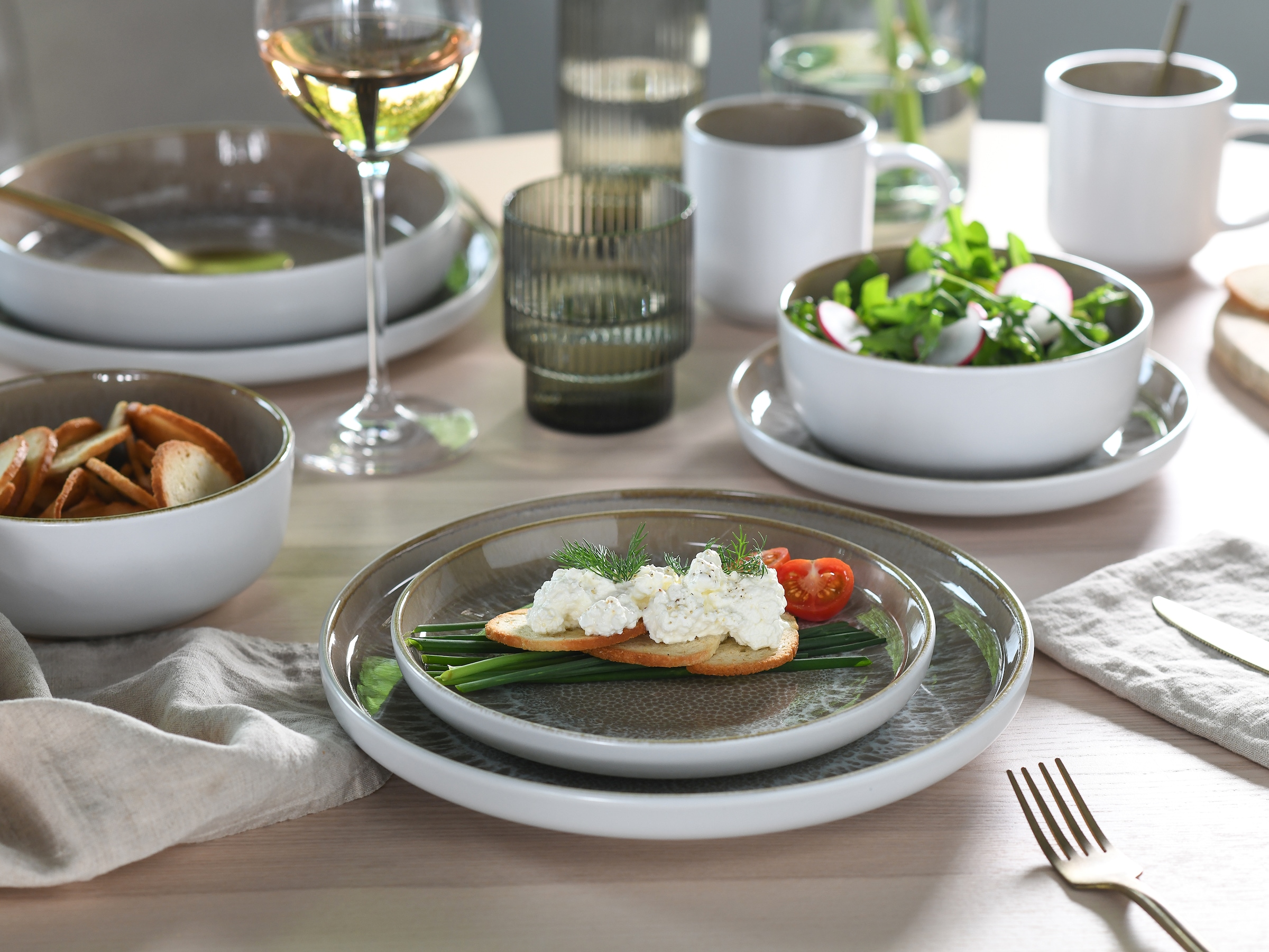 my home Kombiservice »modernes Geschirr-Set, Service Nydala« hohe Haltbarkeit, spülmaschinen- & mikrowellengeeignet, Reaktivglasur