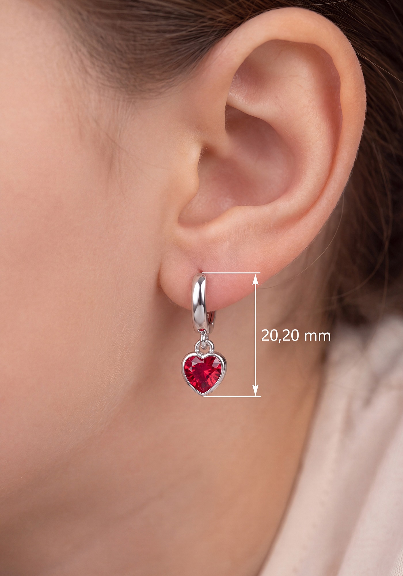 JOBO Paar Creolen »Ohrringe Herz« 925 Silber mit Zirkonia