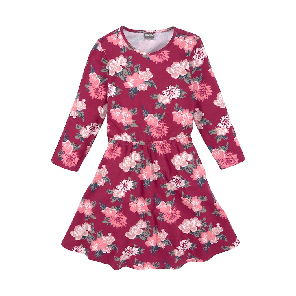 KIDSWORLD Skaterkleid, 3/4 Arm, mit Blumen bedruckt