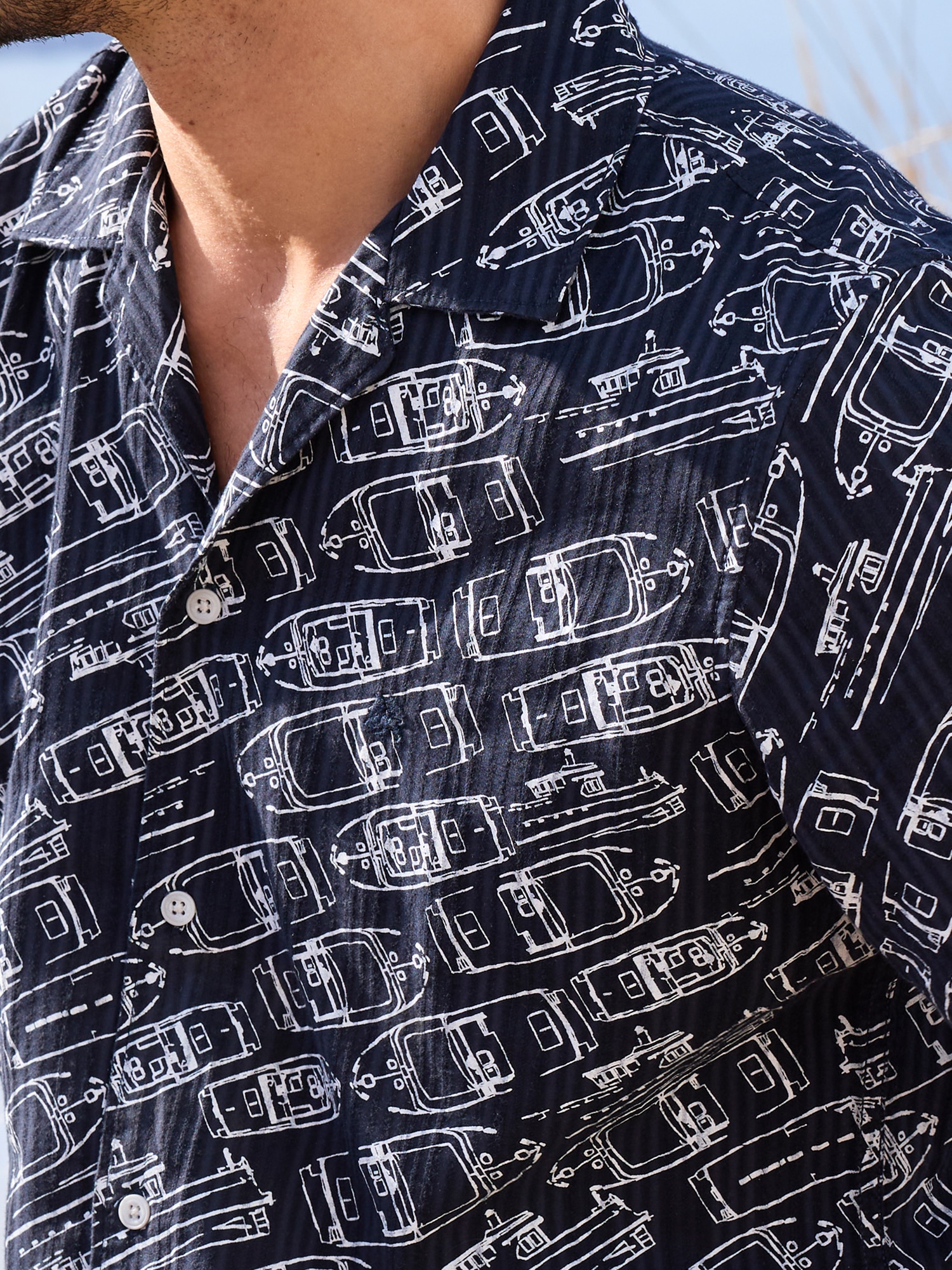 LERROS Kurzarmhemd »Kurzarmhemd mit maritimem Allover-Print aus Baumwolle«