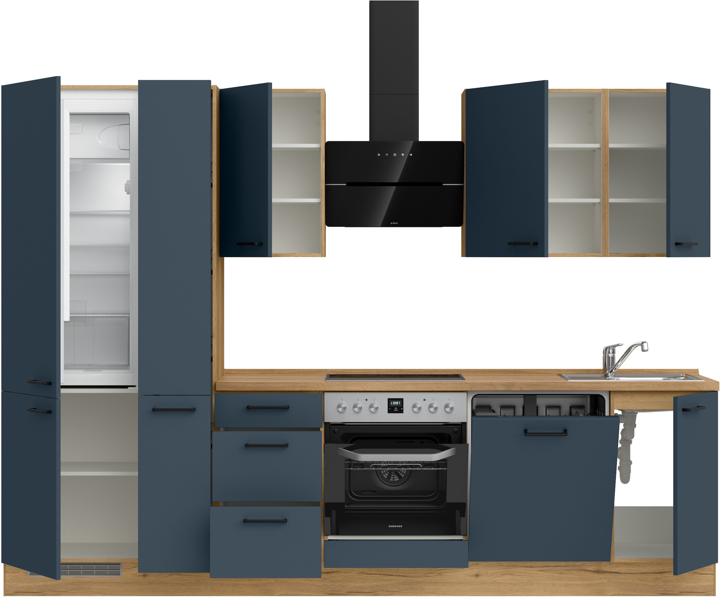 nobilia® Küchenzeile »"Easytouch II"«, vormontiert, Ausrichtung wählbar, Breite 300 cm, wahlw. mit E-Geräten