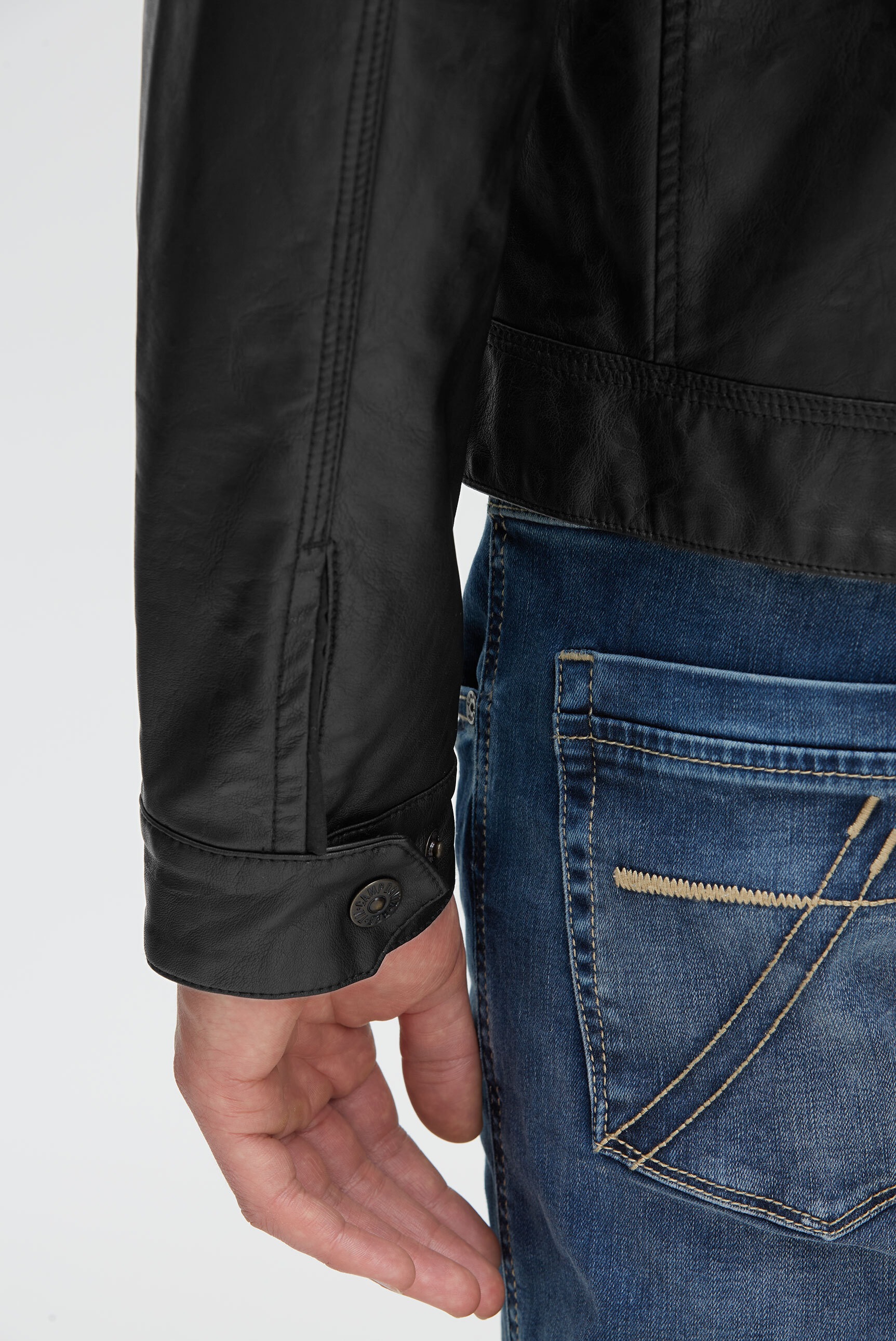 CAMP DAVID Lederimitatjacke mit Kapuze mit abtrennbarer Kapuze