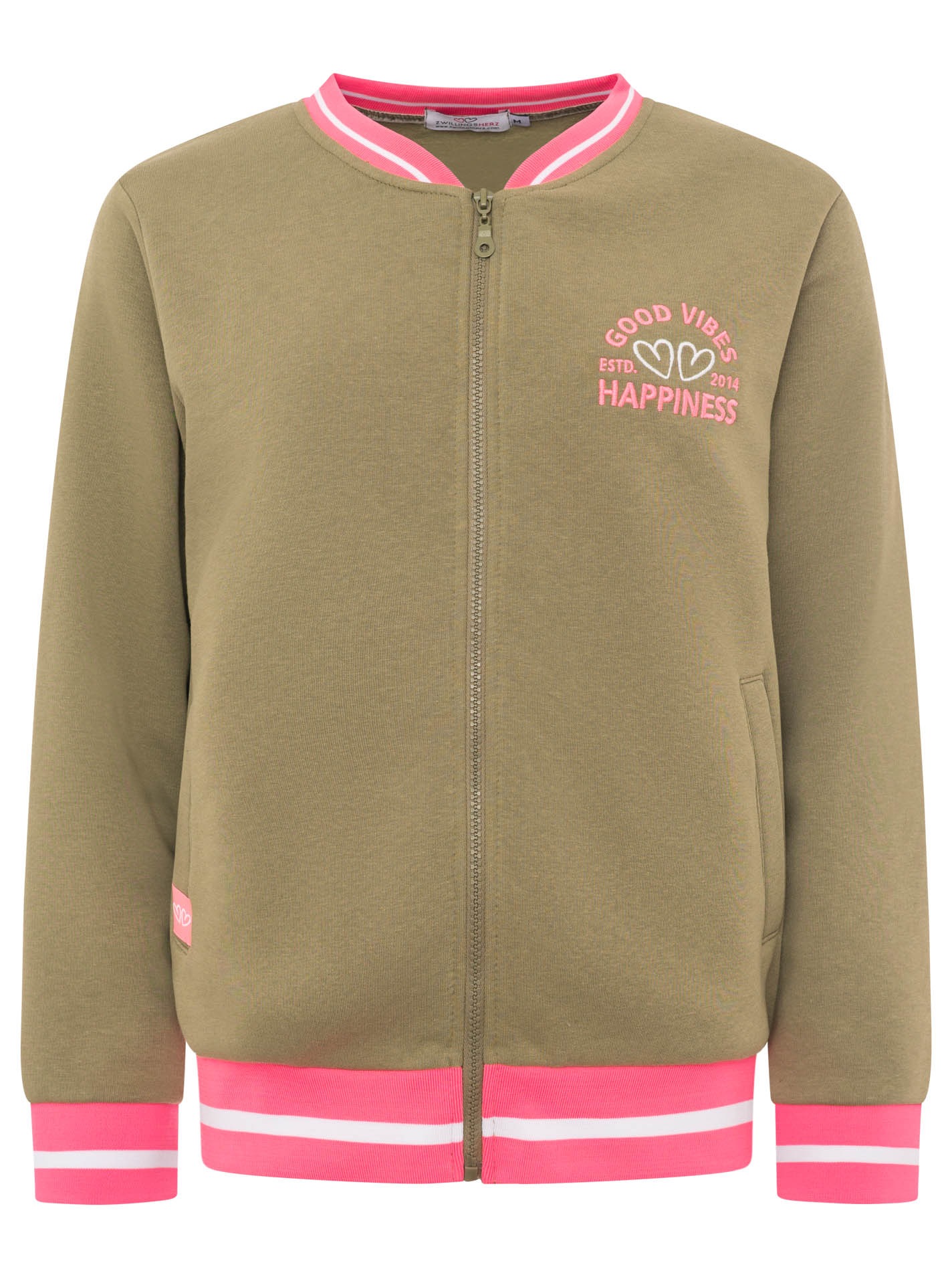 Zwillingsherz Sweatjacke ""College"" Reißverschluss, gestreiften Rippbündch günstig online kaufen