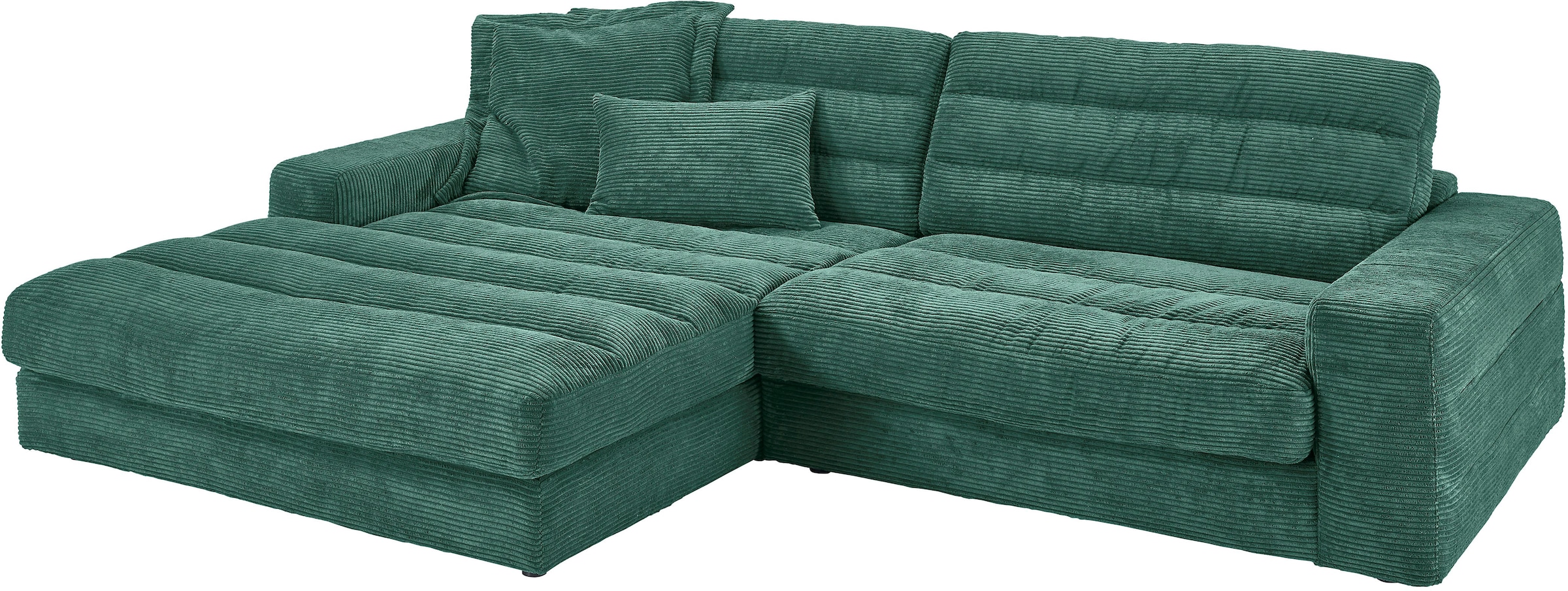 3C Candy Ecksofa »Stripes Mega-Sofa, bequem und komfortabel, L-Form«, Lose Rückenkissen, mit feiner Quersteppung, Cord-Bezug