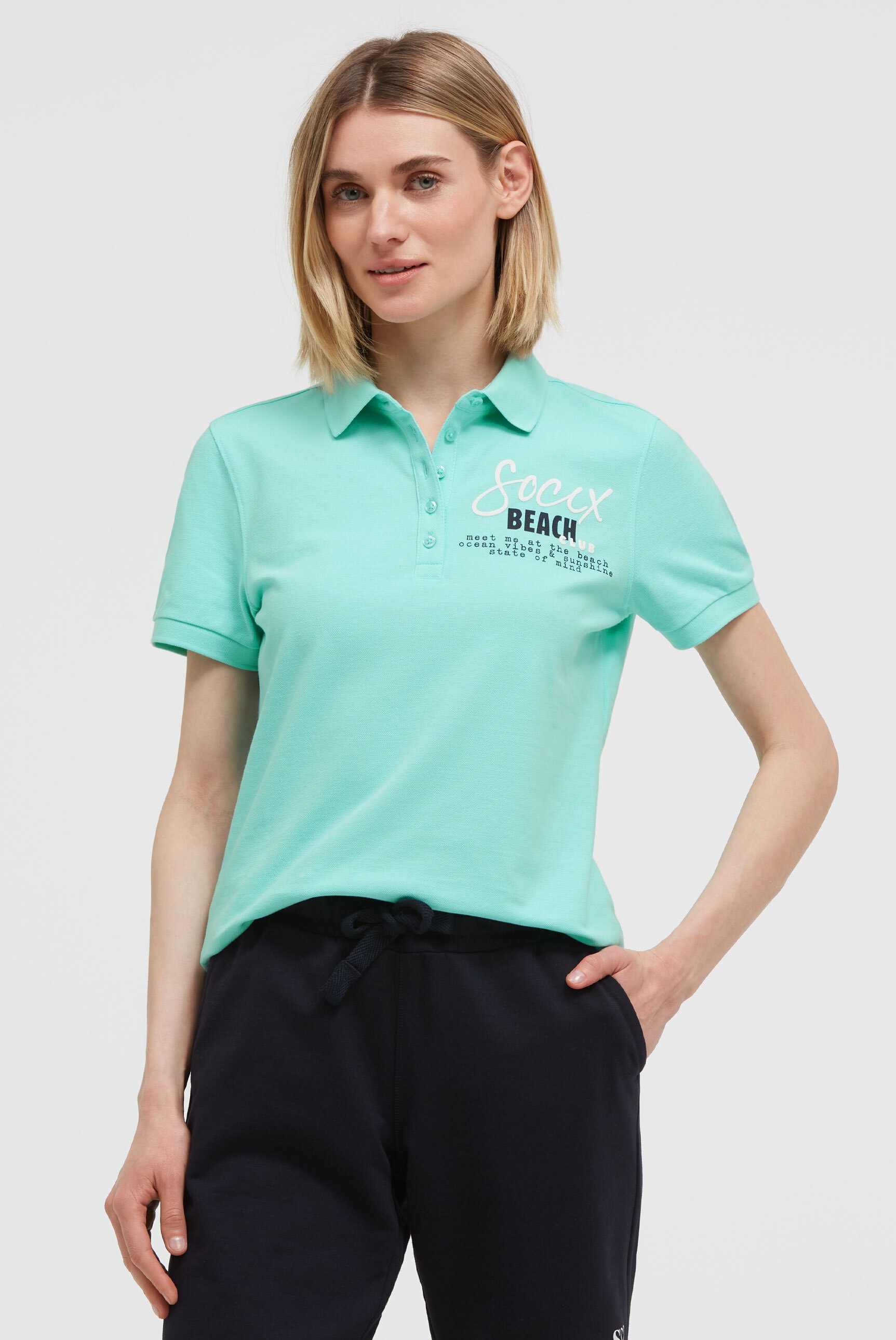 SOCCX Poloshirt mit Puff-Print