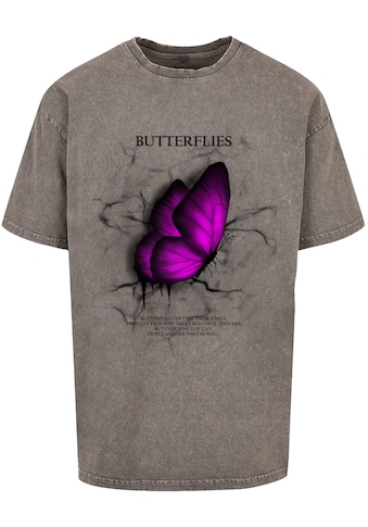 T-Shirt »Merchcode Herren Butterflies Acid Washed Heavy Oversized Tee«, (1 tlg.)