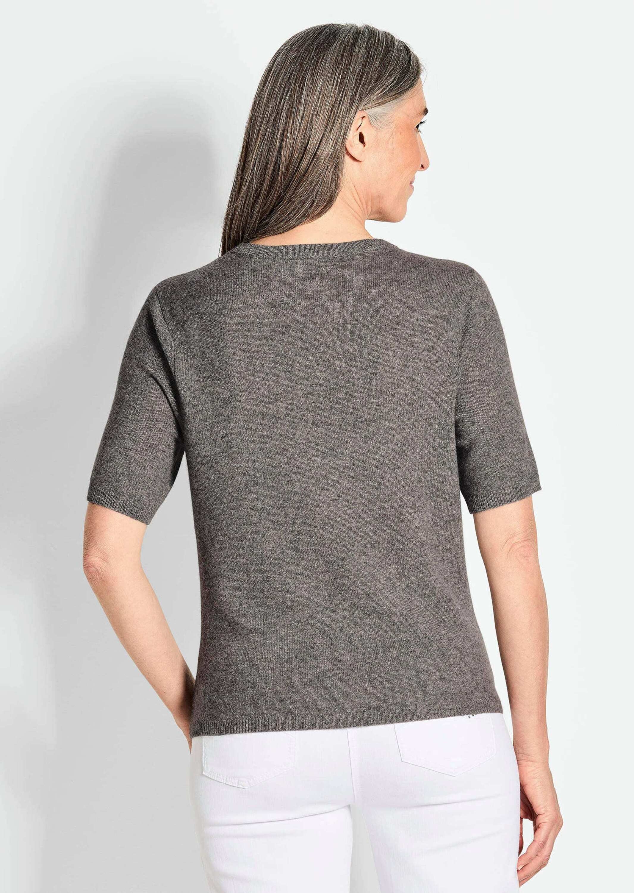 GOLDNER Kurzarmpullover »Kurzgröße Halbarmpullover mit Rundhals aus Kaschmir«