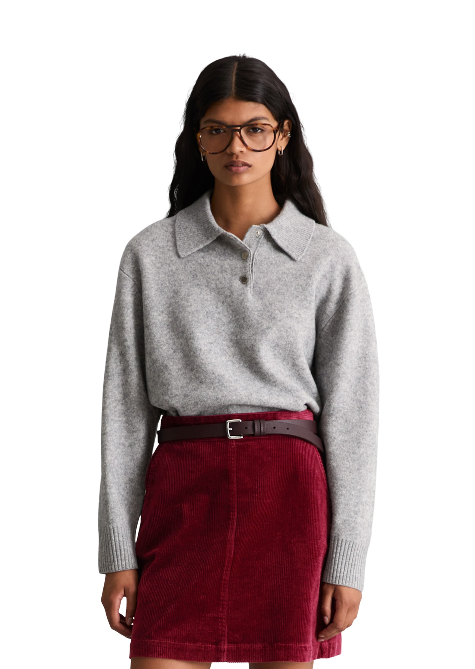Marc OPolo DENIM Langarm-Poloshirt "aus softer Schurwolle"