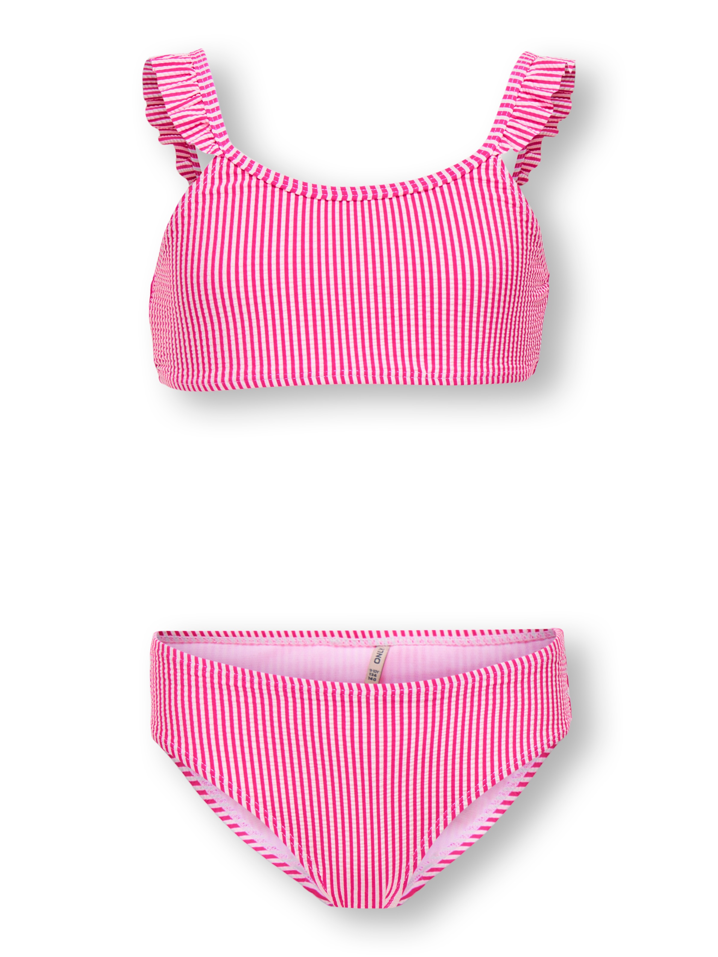 KIDS ONLY Mädchen Bandeau-Bikini "KOGSUNNY STRUCTURE BIKINI SET ACC"knockout pink stripes:cloud dancer, Gr. 122, gestreift, strukturiert, Rippware,