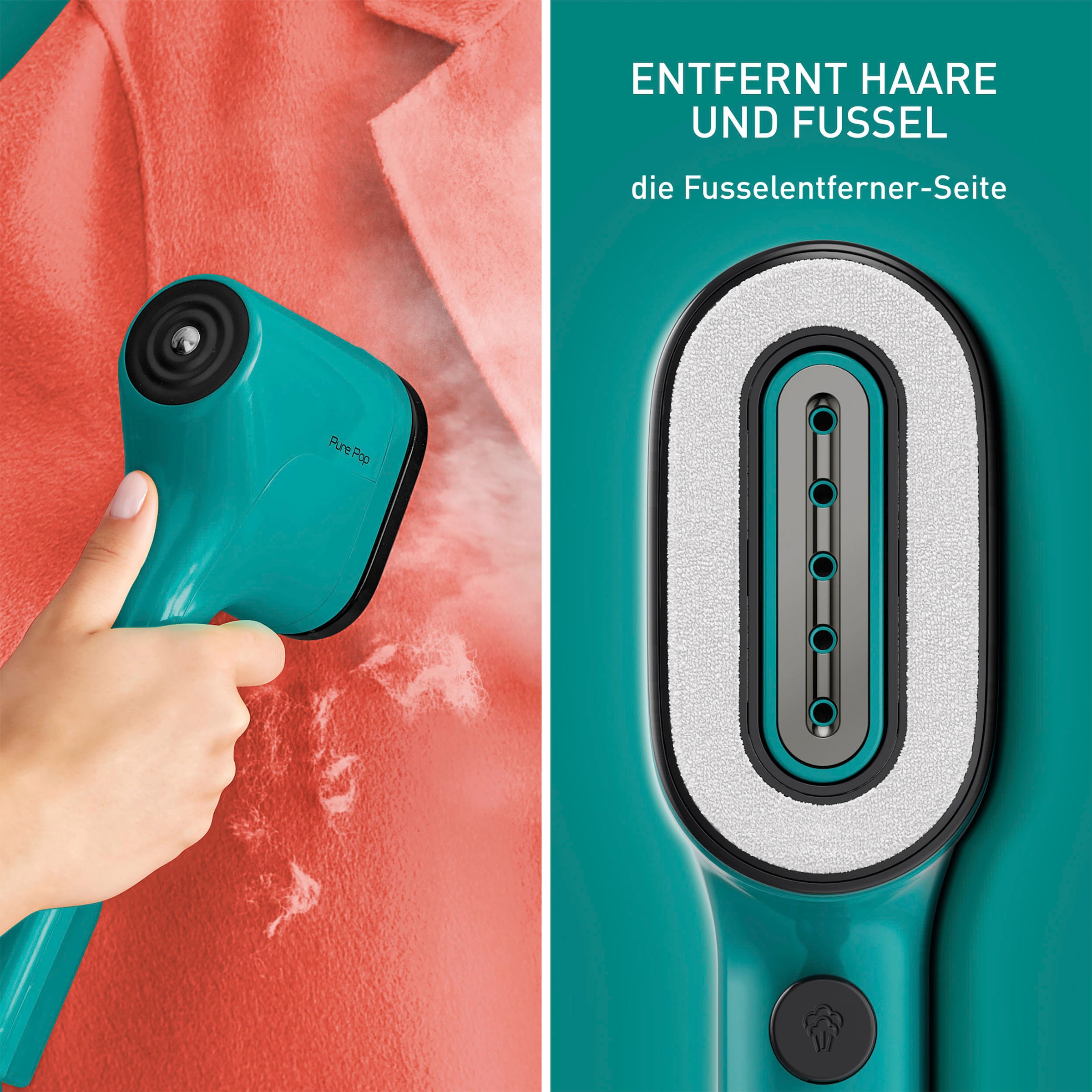 Tefal Dampfbürste »Pure Pop«, 1300 W, entfernt bis zu 99,99% der Viren/Bakterien/Keime