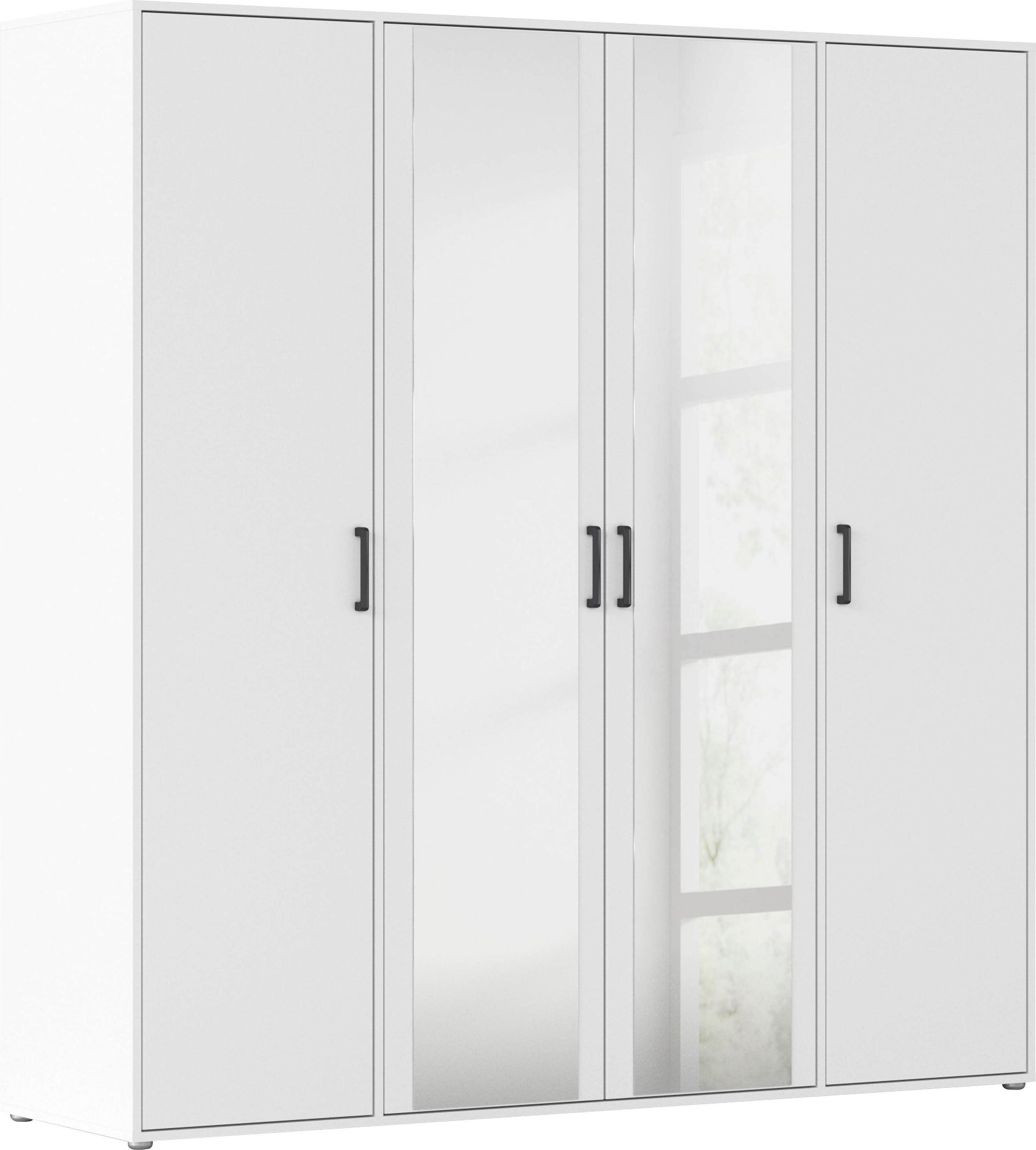 rauch "Kleiderschrank Schrank Garderobe Wäscheschrank VOYAGER" in 3 verschiedenen Ausstattungen BASIC/CLASSIC/PREMIUM, mit modernen Griffen in Graumetallic und Spiegel