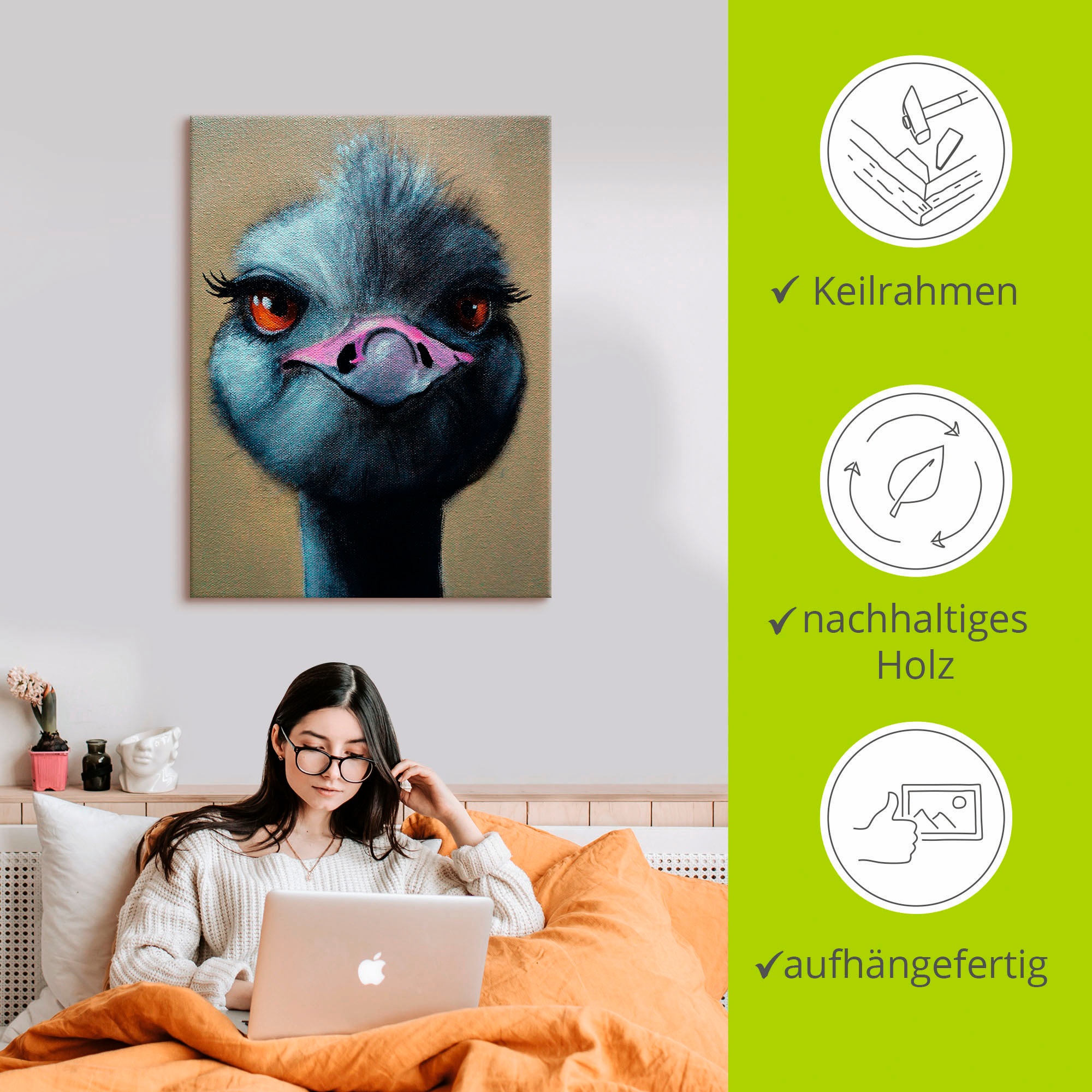 Artland Wandbild »Das zwinkern lerne ich auch noch!«, Vögel, (1 St.), als Leinwandbild in verschied. Größen