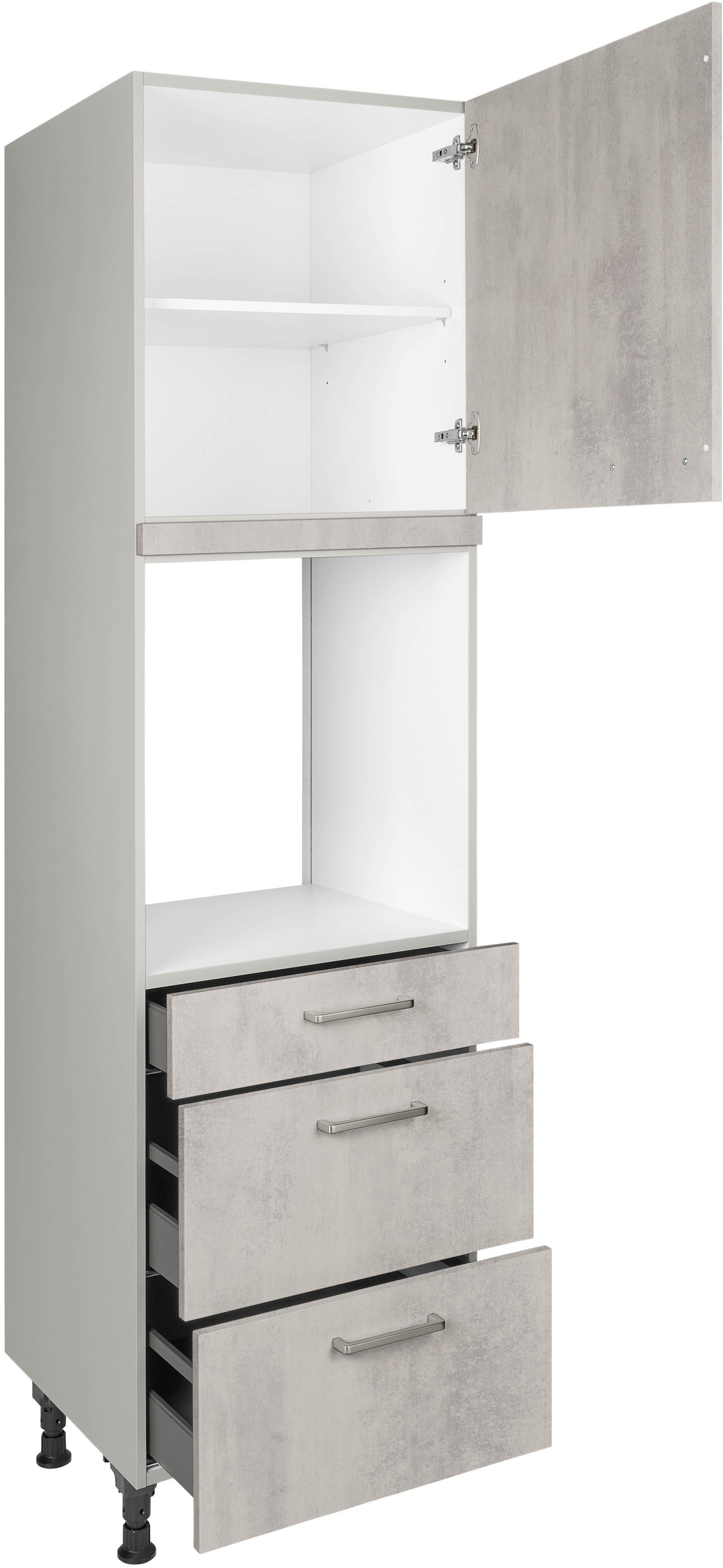 nobilia® Backofenumbauschrank »"Riva", Ausrichtung wählbar, mit Schublade und zwei Auszügen und«, einer Tür, vormontiert, Breite/Höhe: 60/216,6 cm