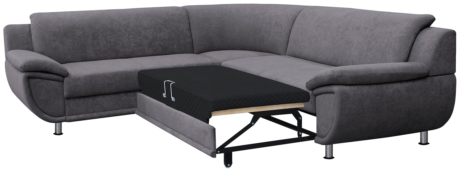 TRENDMANUFAKTUR Ecksofa »Rondo wahlweise mit Schlaffunktion, 267x247 cm (BxT), breite Armlehnen«, L-Form, wahlweise mit Federkern bestellbar, Füße chromfarben