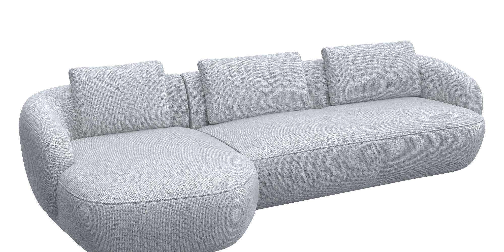 FLEXLUX Wohnlandschaft »Torino, rund, L-Form, Sofa-Ecke mit Recamiere, Longchair-Sofa«, Modernes, organisches Sofa-Design, Kaltschaum, Wellenunterfederung