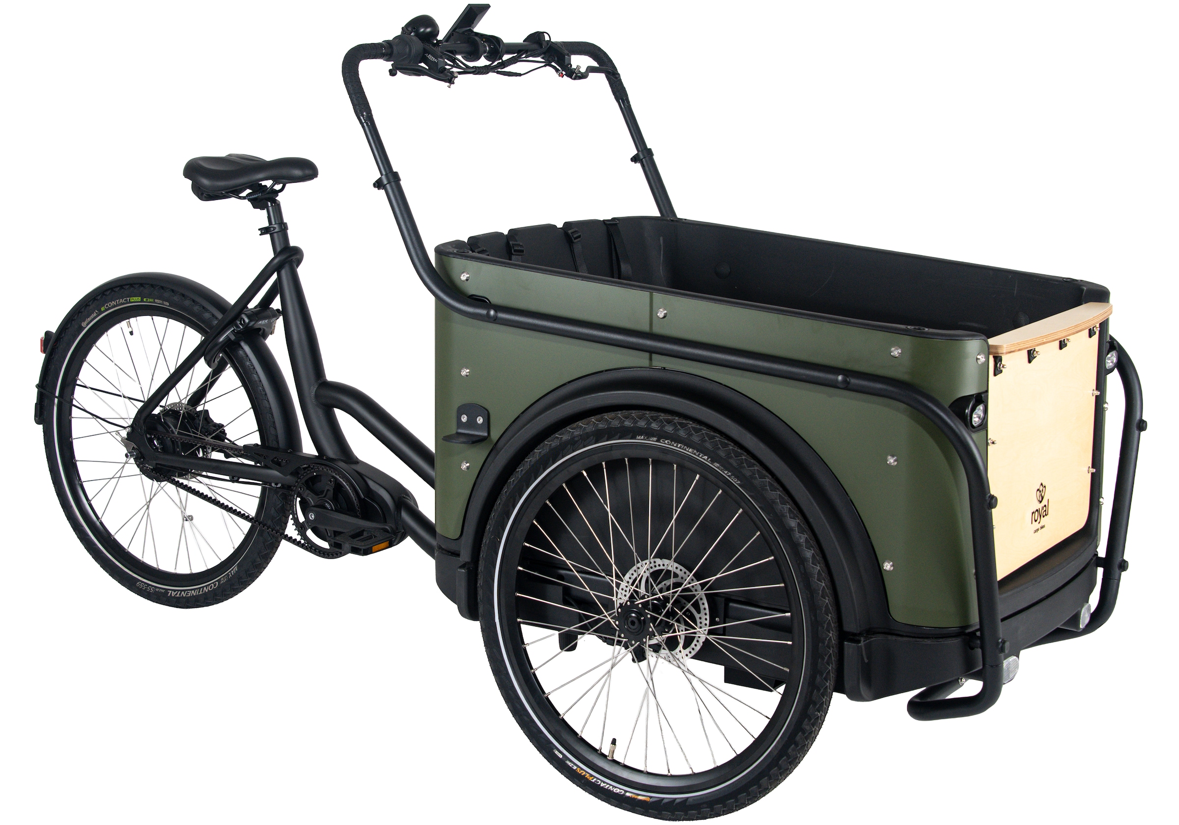Royal Cargo Bikes »Cargo 3W Premium Plus 17,5Ah / 630 Wh 24 / 26 Zoll mit Riemenantrieb« 0 Gang ENVIOLO NuVinci Schaltwerk Nabenschaltung Mittelmotor 250 W