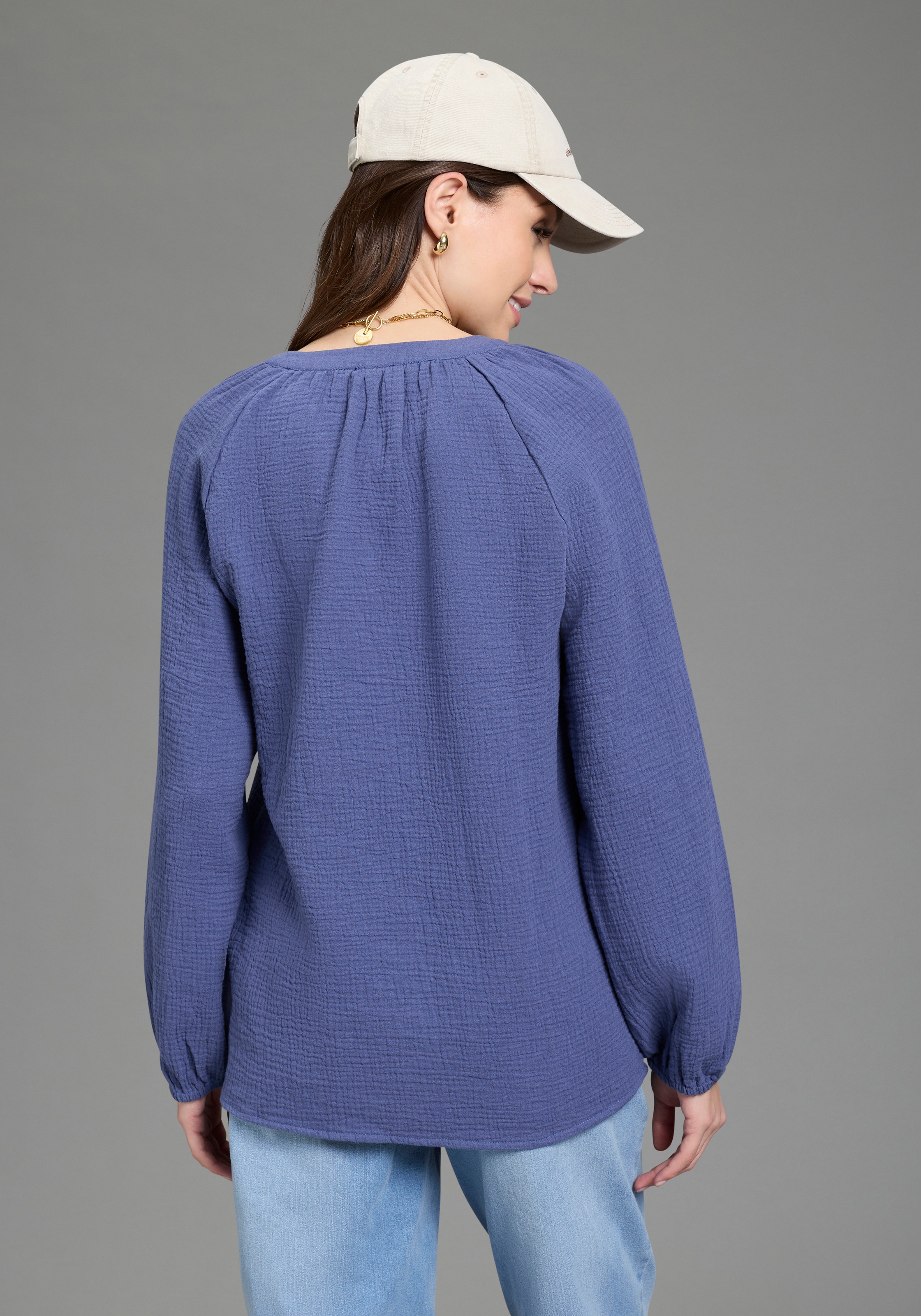 Laura Scott Schlupfbluse feminin geschnitten, aus Baumwolle, unifarben günstig online kaufen