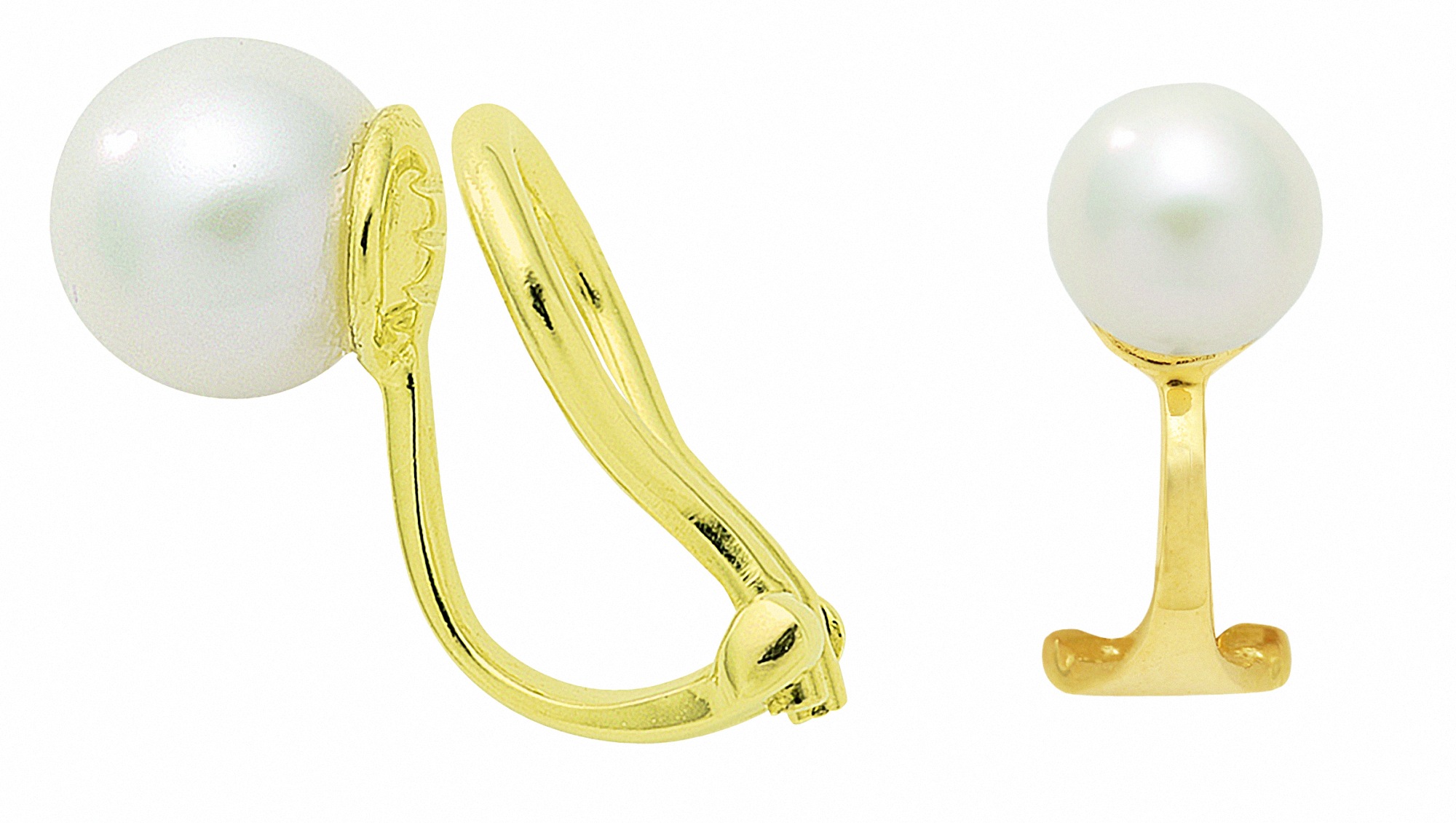 ADELIA ́S Damen Paar Ohrclips "Ohrclips Ohrringe 585 Gold ( 14K ) mit Perle", Damen, Gold, gold, Gold, Ohrringe, Goldohrringe