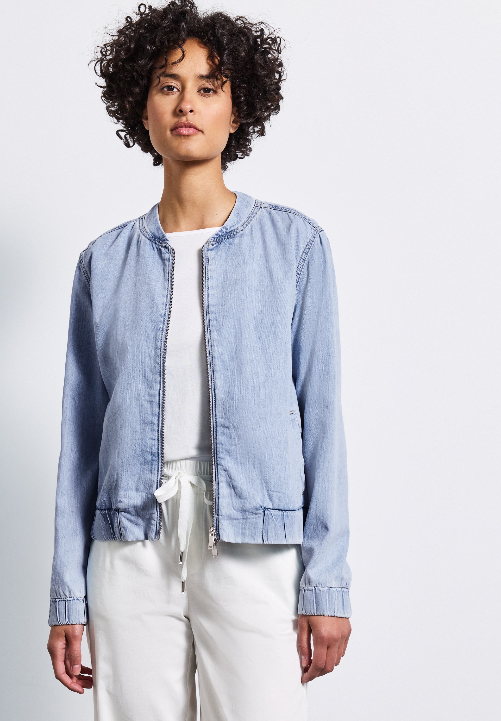 STREET ONE Jeansjacke, ohne Kapuze, bestehend aus einem Materialmix günstig online kaufen