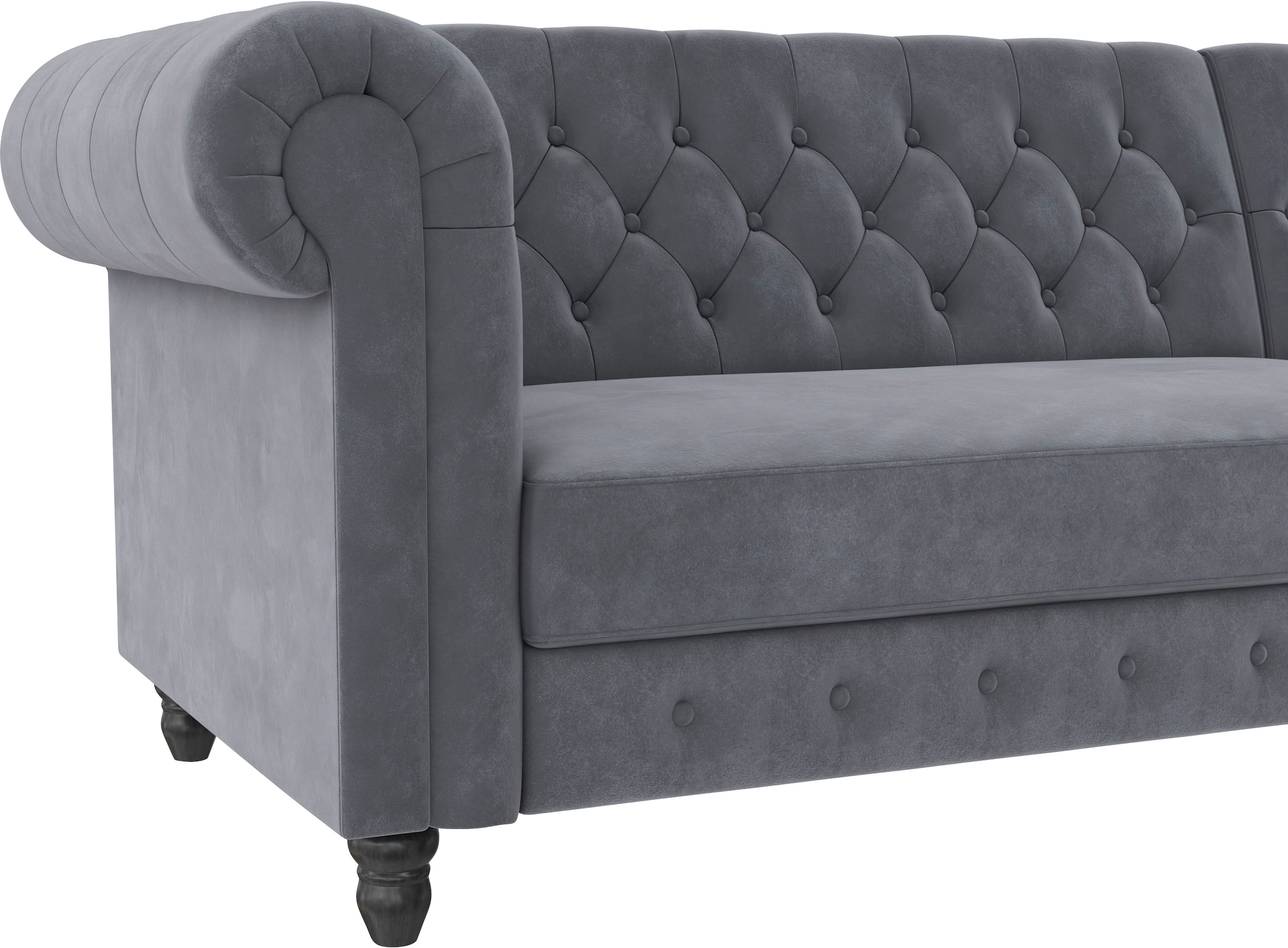 Dorel Home Ecksofa »Felix, L-Form, 241 cm (Liegefl.108x195 cm), Recamiere tauschbar,«, verstellb. Rückenlehne, Bett-Funktion, Velours, Kunstleder, Vintage