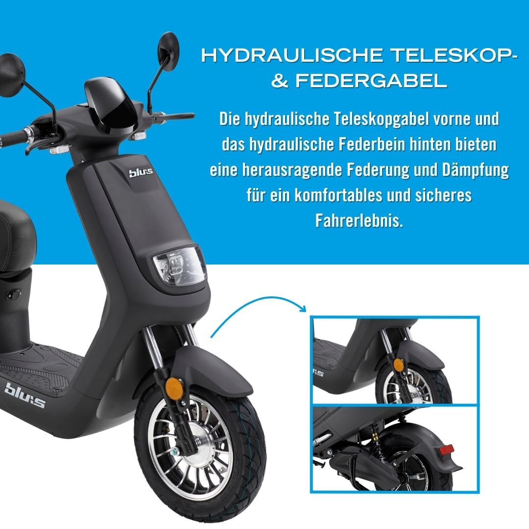 Blu:s E-Mofaroller »XT2000«, bis zu 59 km Reichweite, mit Straßenzul., 2 Sitzplätze, für Erwachsene