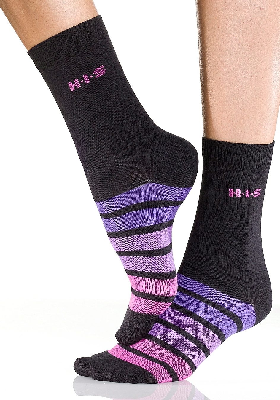 H.I.S Freizeitsocken, (Set, 7 Paar), mit buntem Ringelmuster