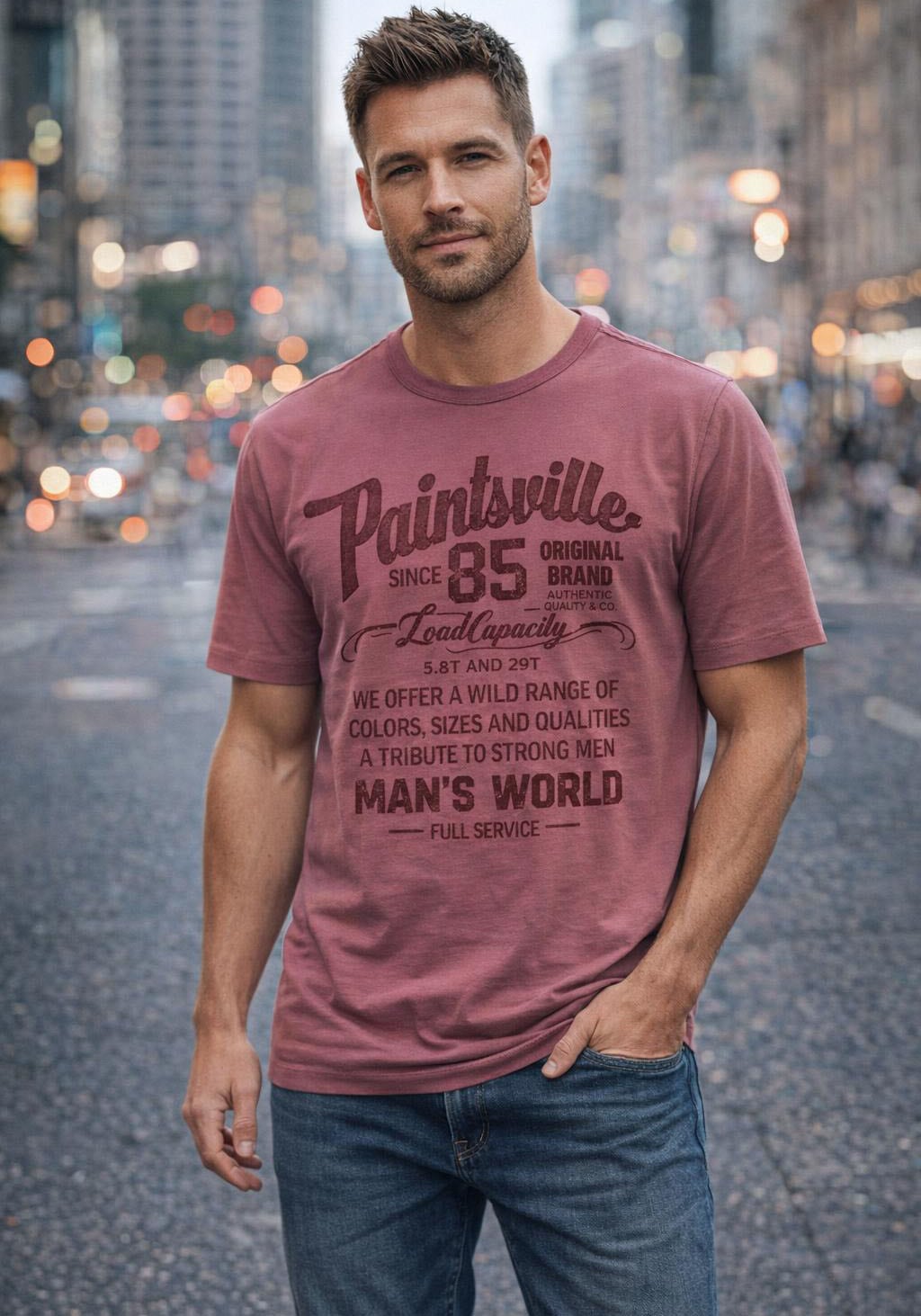 Mans World T-Shirt Kurzarm, mit stylischem Print, Rundhalsausschnitt, aus Baumwolle