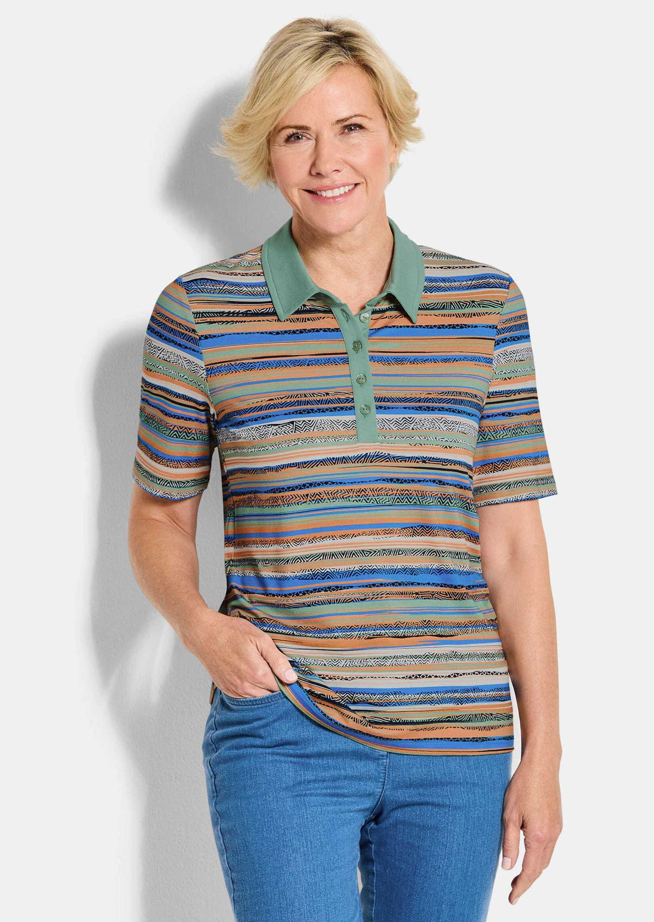 Thumbnail - GOLDNER Print-Shirt "Jerseyshirt mit Ethno-Design" stretchbequemer Viskosejersey