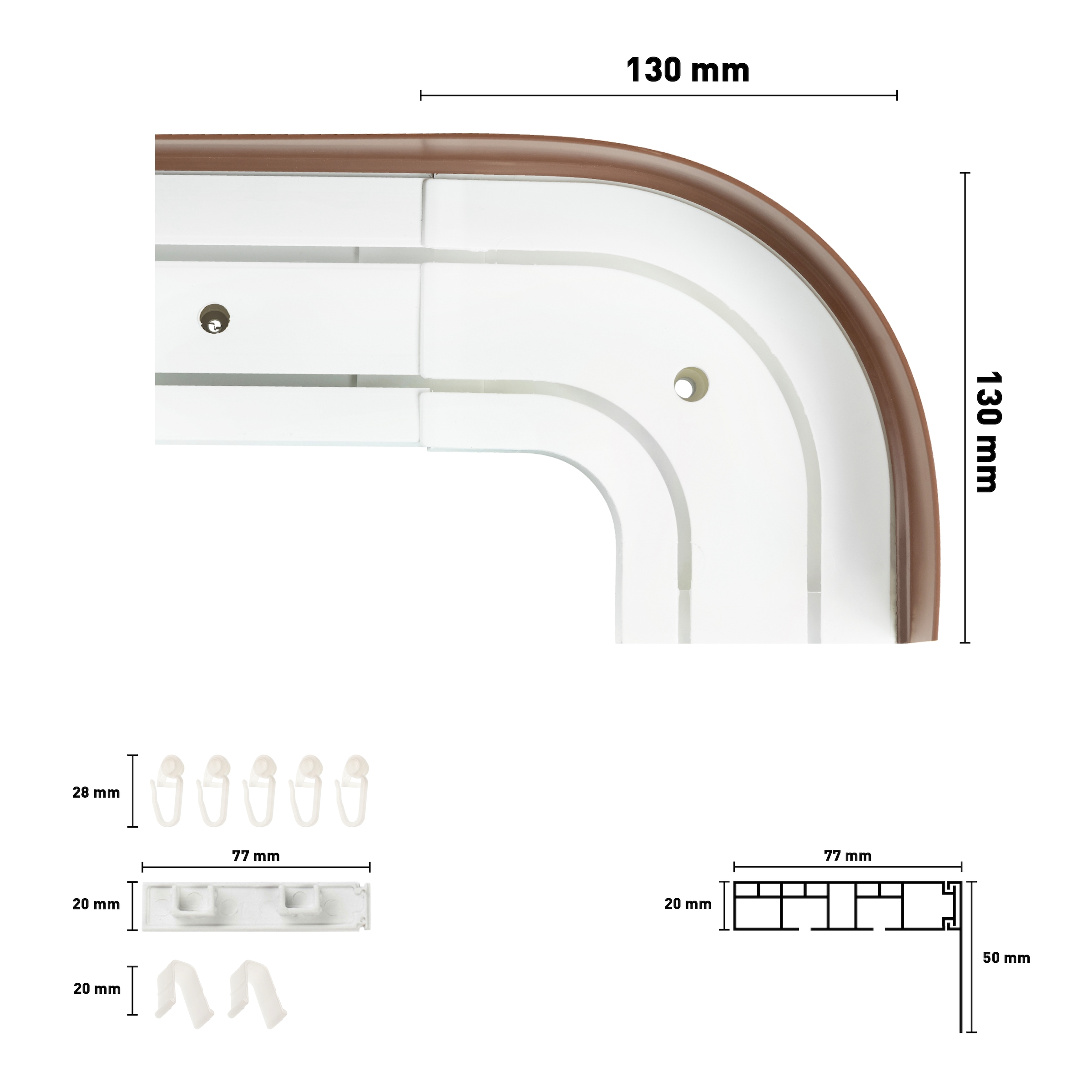 SN DECO GROUP Gardinenschiene »SH2«, 2 läufig-läufig, Fixmaß, mit Blende 5 cm