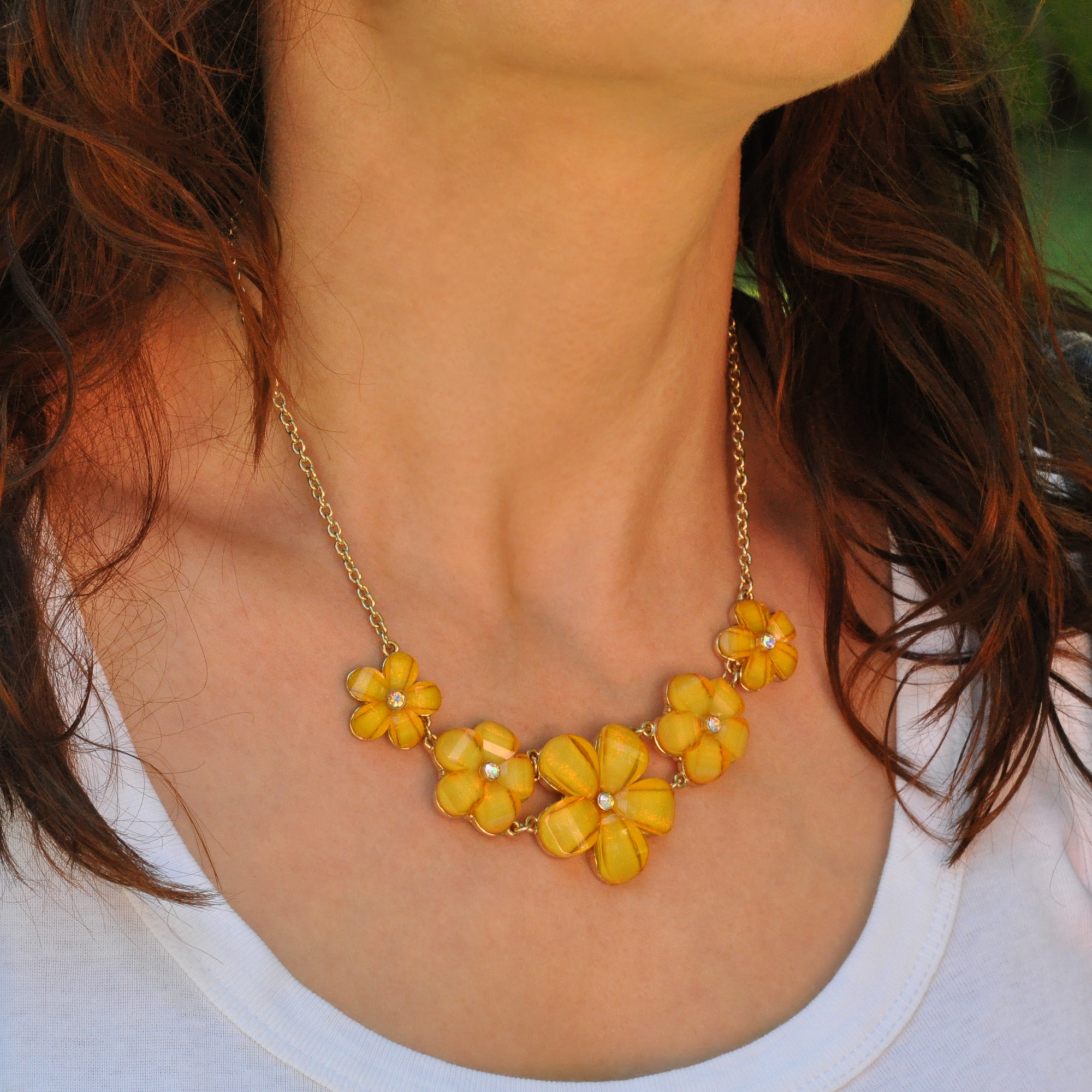 Steuer Collierkettchen »Kette gold farben Blumen gelb gold Strass stein«