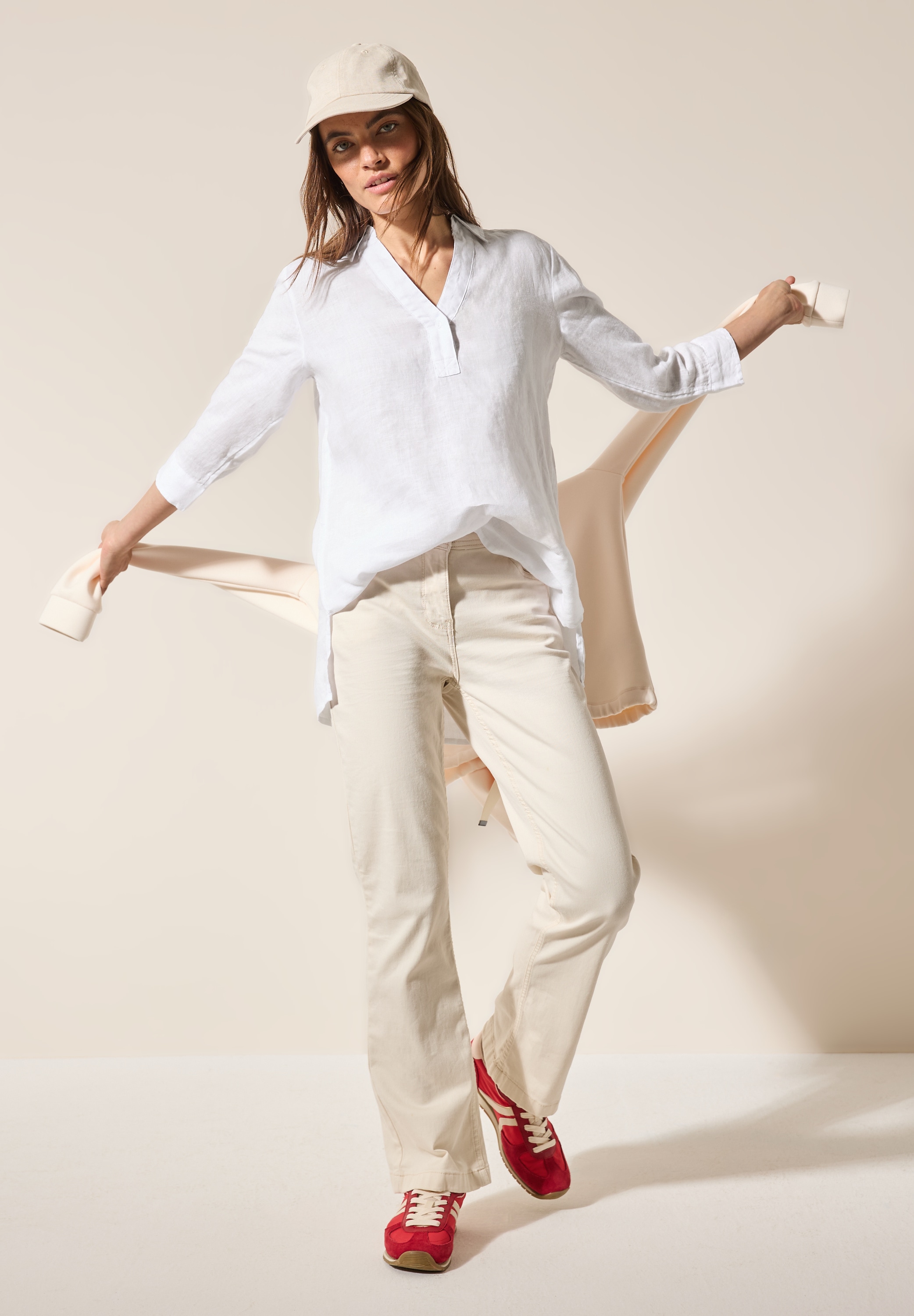Cecil Hemdbluse, lang, mit 3/4-Arm und aus Leinen