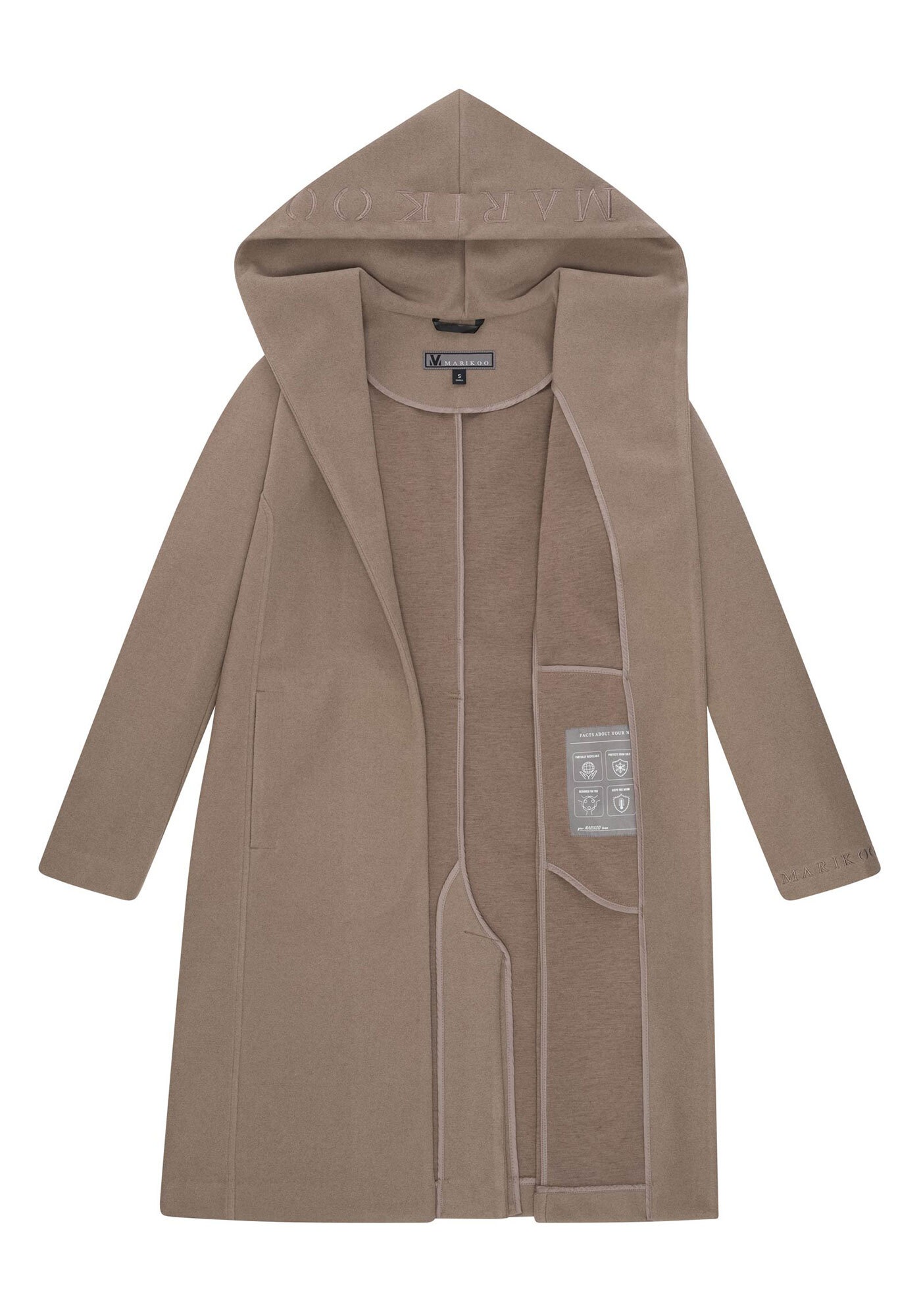 Marikoo Kurzmantel »Kailii«, Eleganter Wickel Mantel mit Taillengürtel und Oversized Hood Kapuze