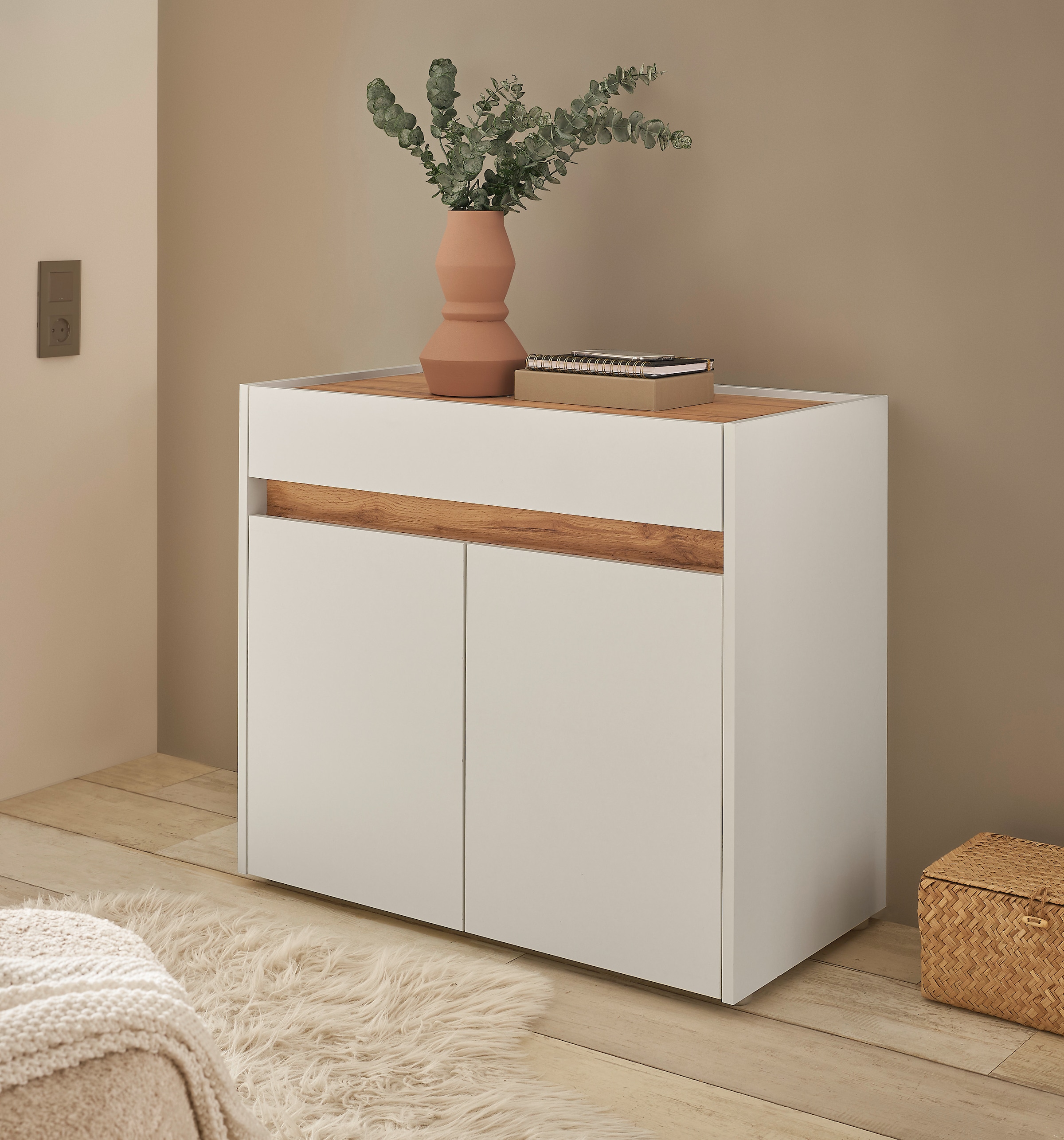 INOSIGN Kommode »GIRON/ CiTY, Schrank in Wotan Eiche, Sideboard im modernen Design«, in zwei Farben erhältlich, 2 Türen, 1 Schubkasten, 80 cm breit