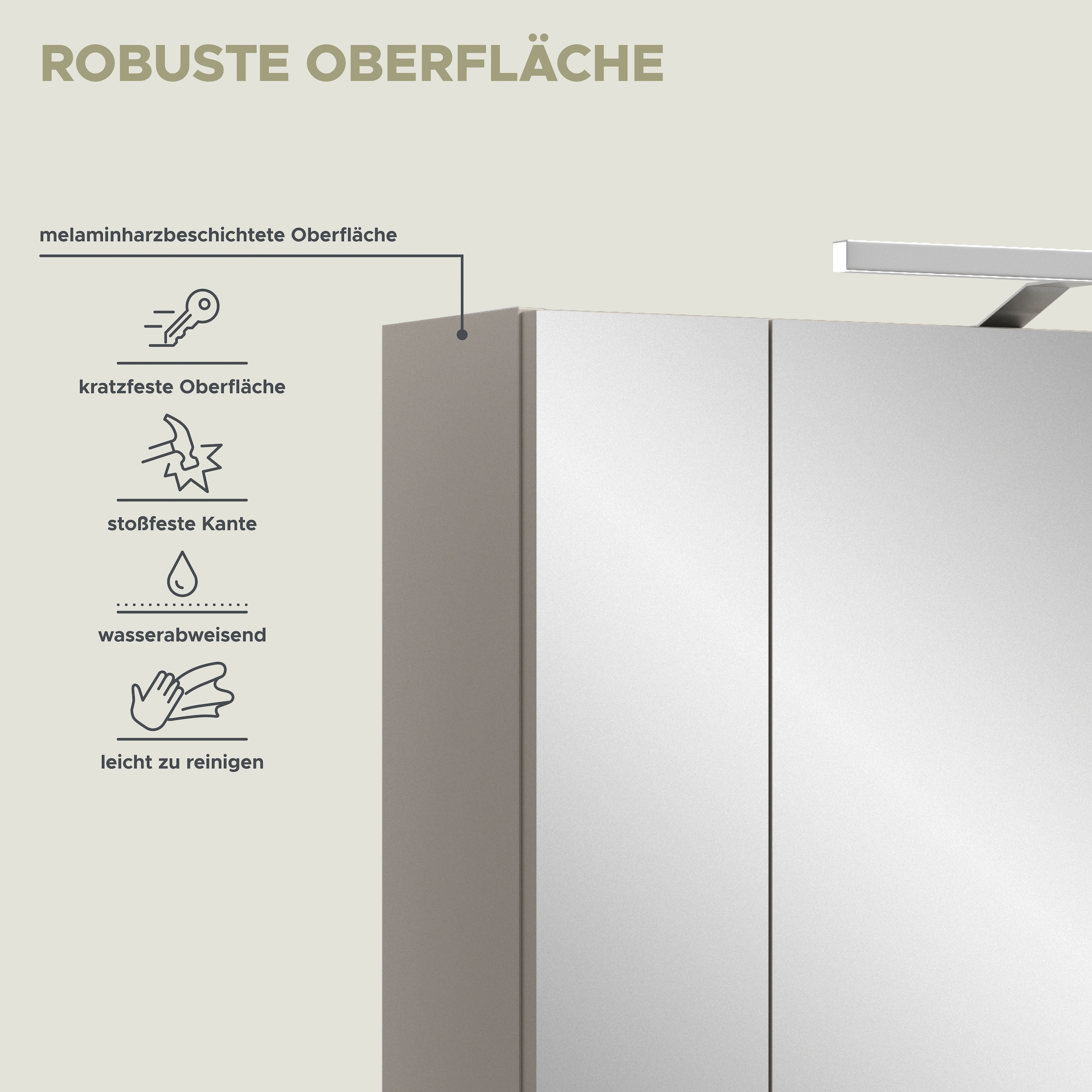 welltime Spiegelschrank »FLORENZ, inkl. Beleuchtung, Breite 60 cm, 3 Spiegeltüren« TOPSELLER!,  in verschiedenen Farben erhältlich, Badmöbel, Badschrank, Schrank, Bad